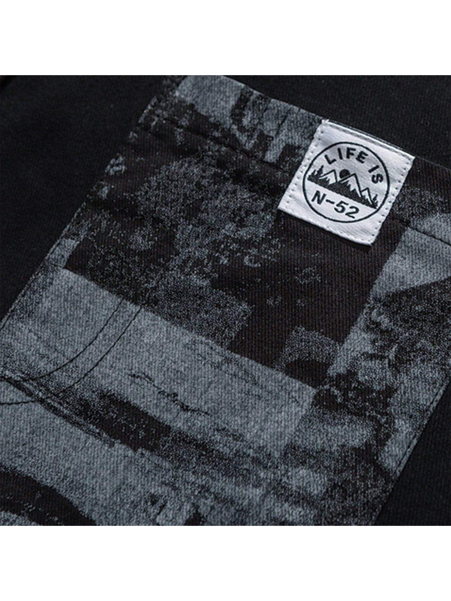 JUSTNOTAG Chemises à manches courtes et panneaux imprimés vintage