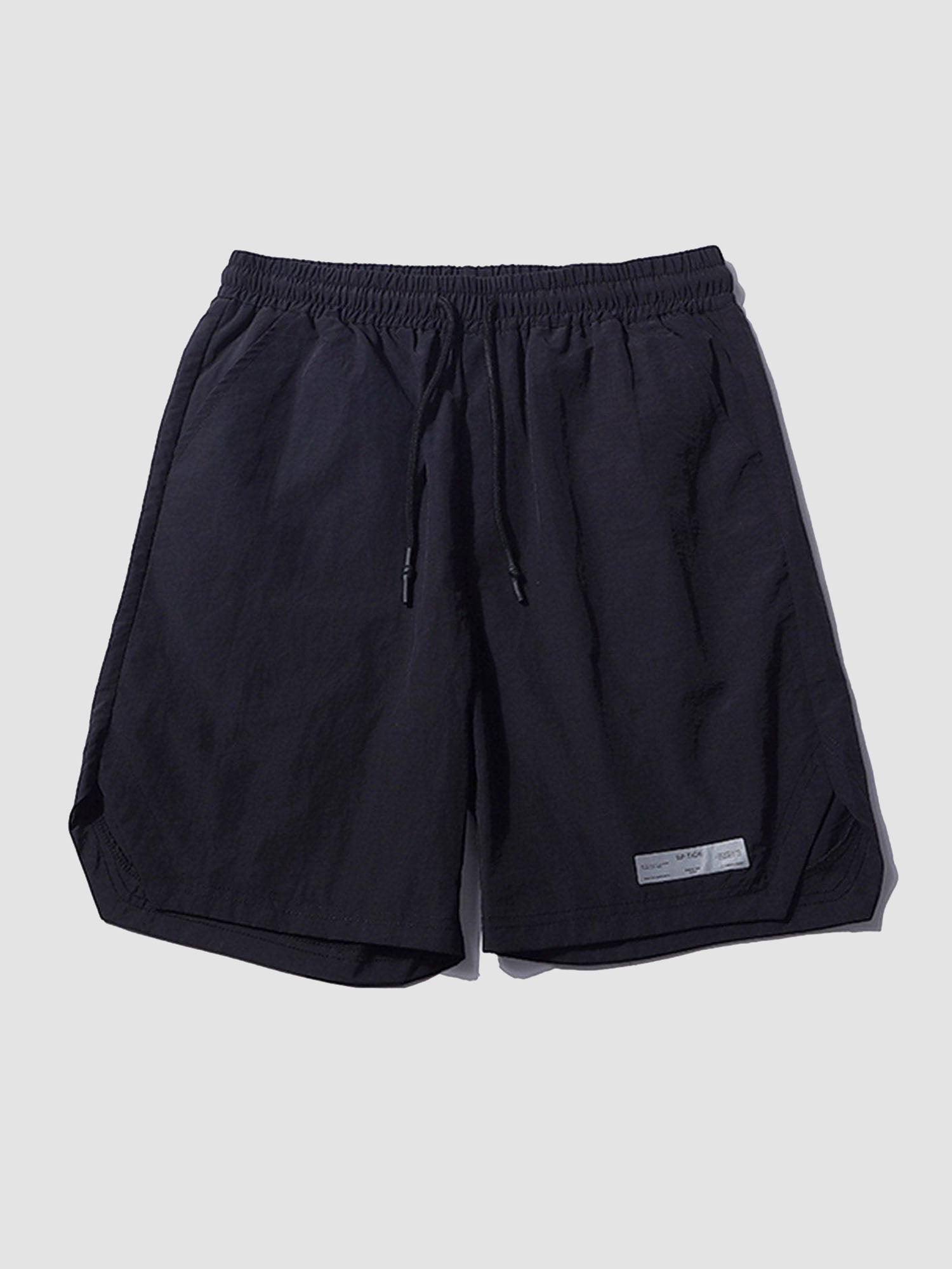 JUSTNOTAG Solid Color Cargo Shorts Drawstring Waist Shorts