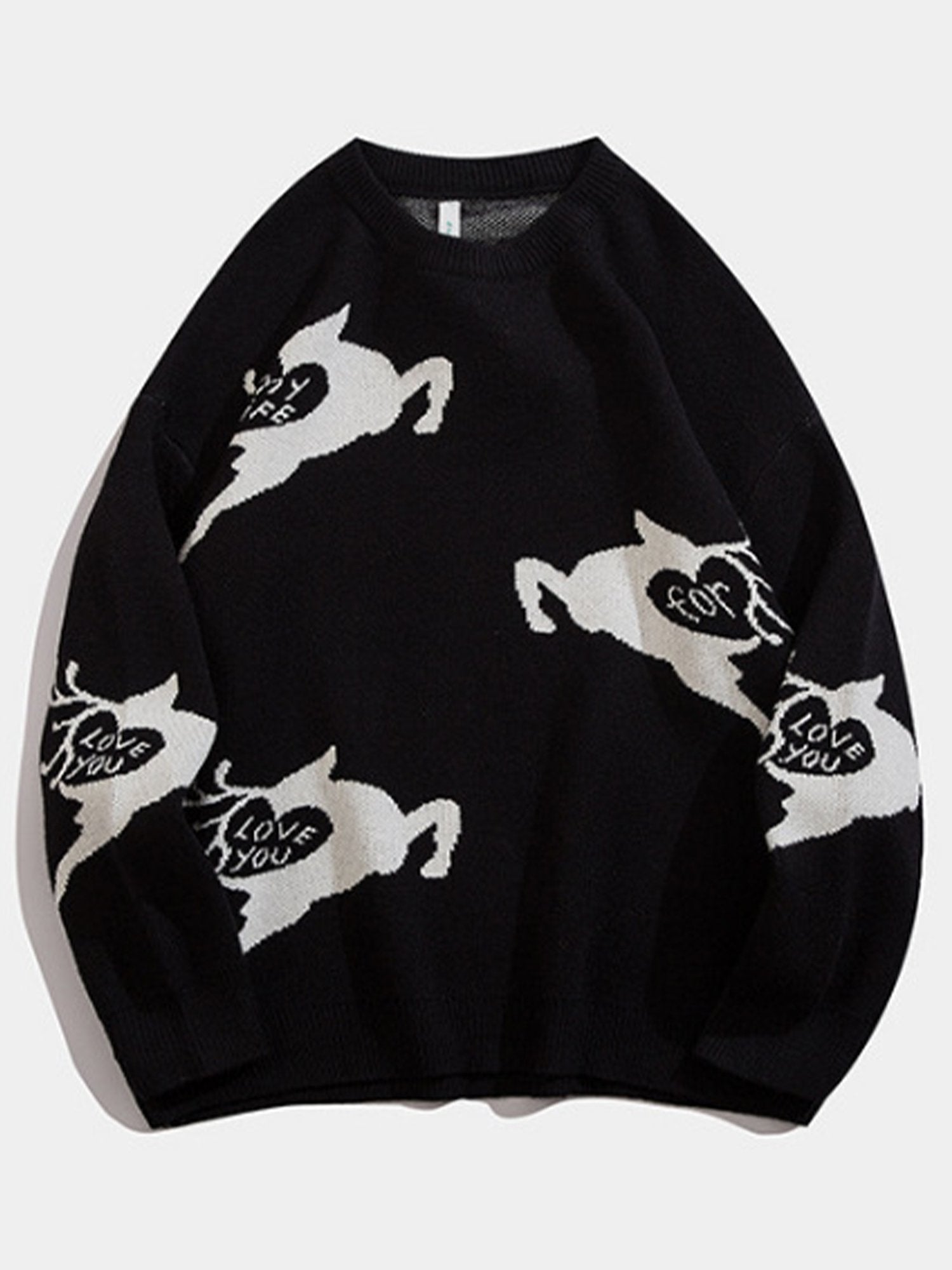 JUSTNOTAG Fashion Print Acrylic Round Neck Sweaters
