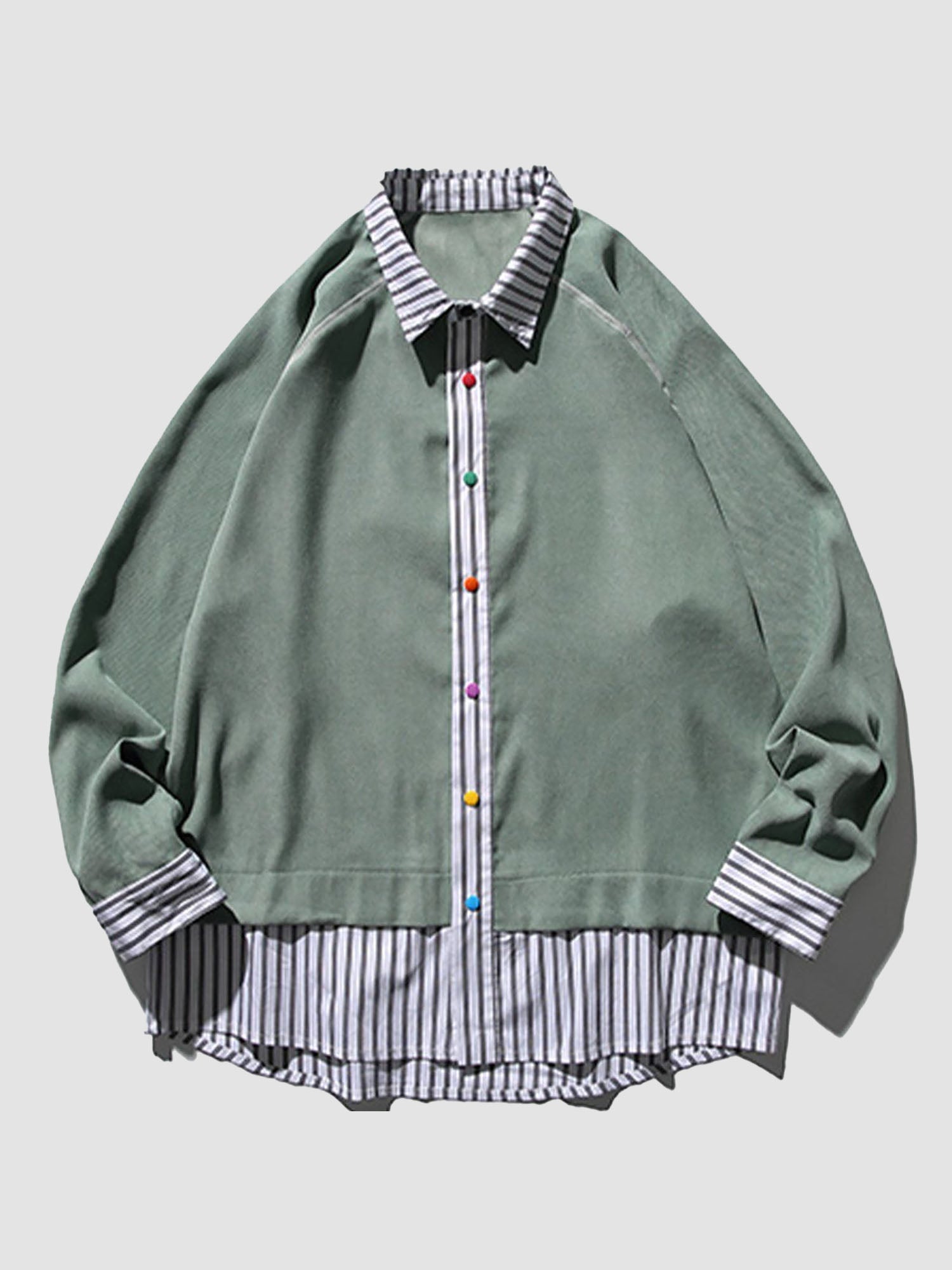 JUSTNOTAG Stripe Stitching Long Sleeve Shirts