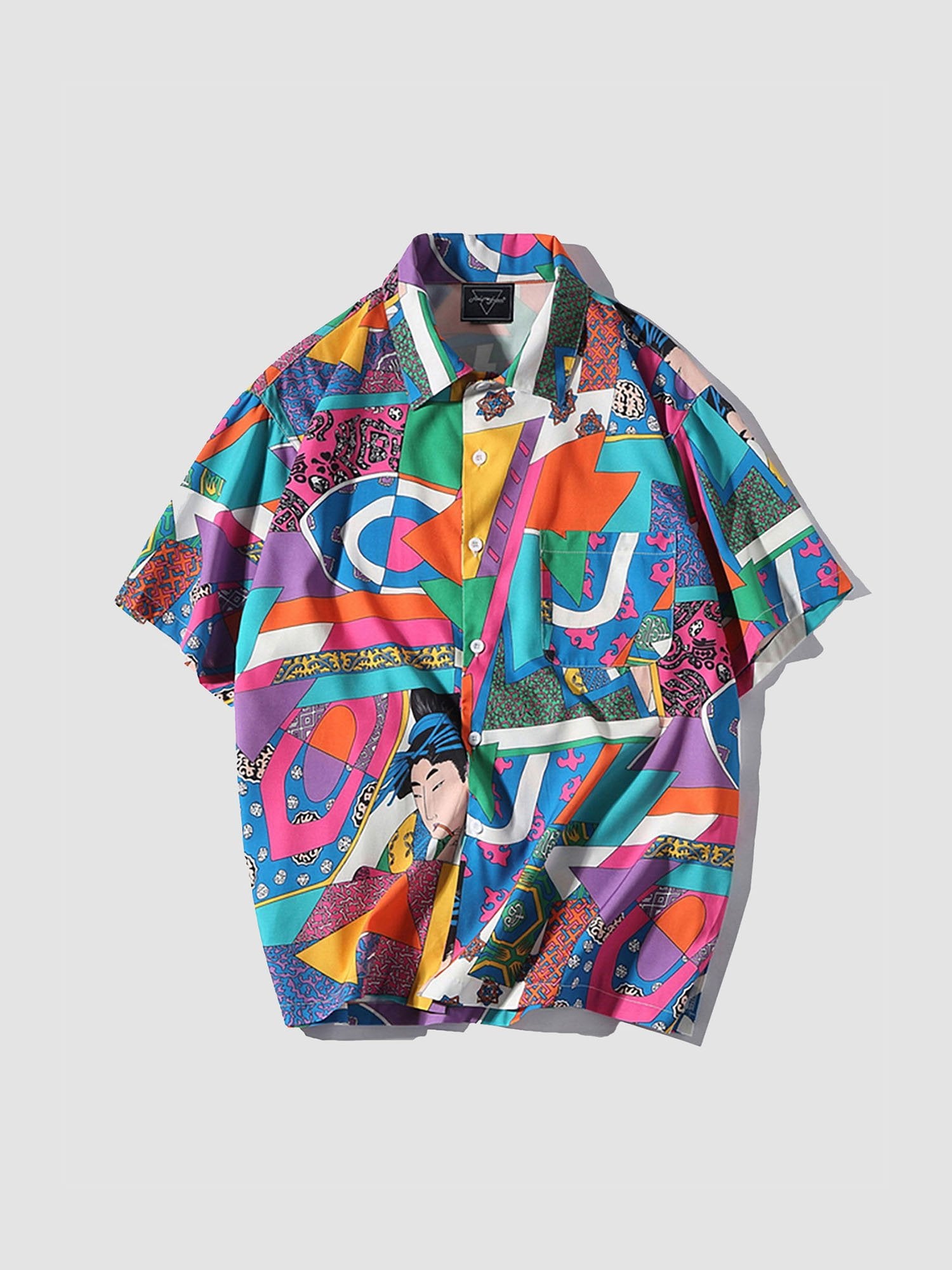 JUSTNOTAG Japanese Ukiyoe Print Short Sleeve Shirts