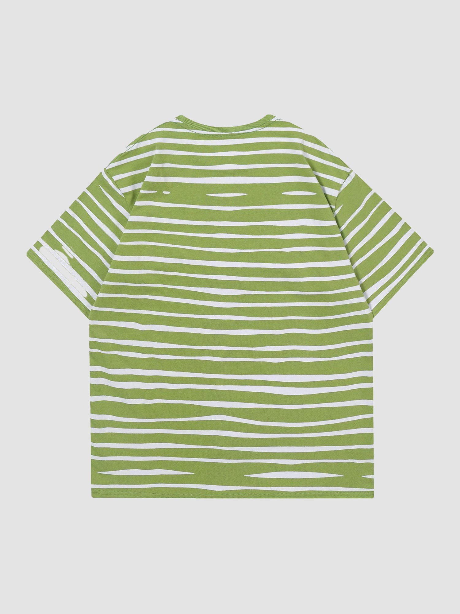 JUSTNOTAG Twisted Striped Graphic Short Sleeve Tee