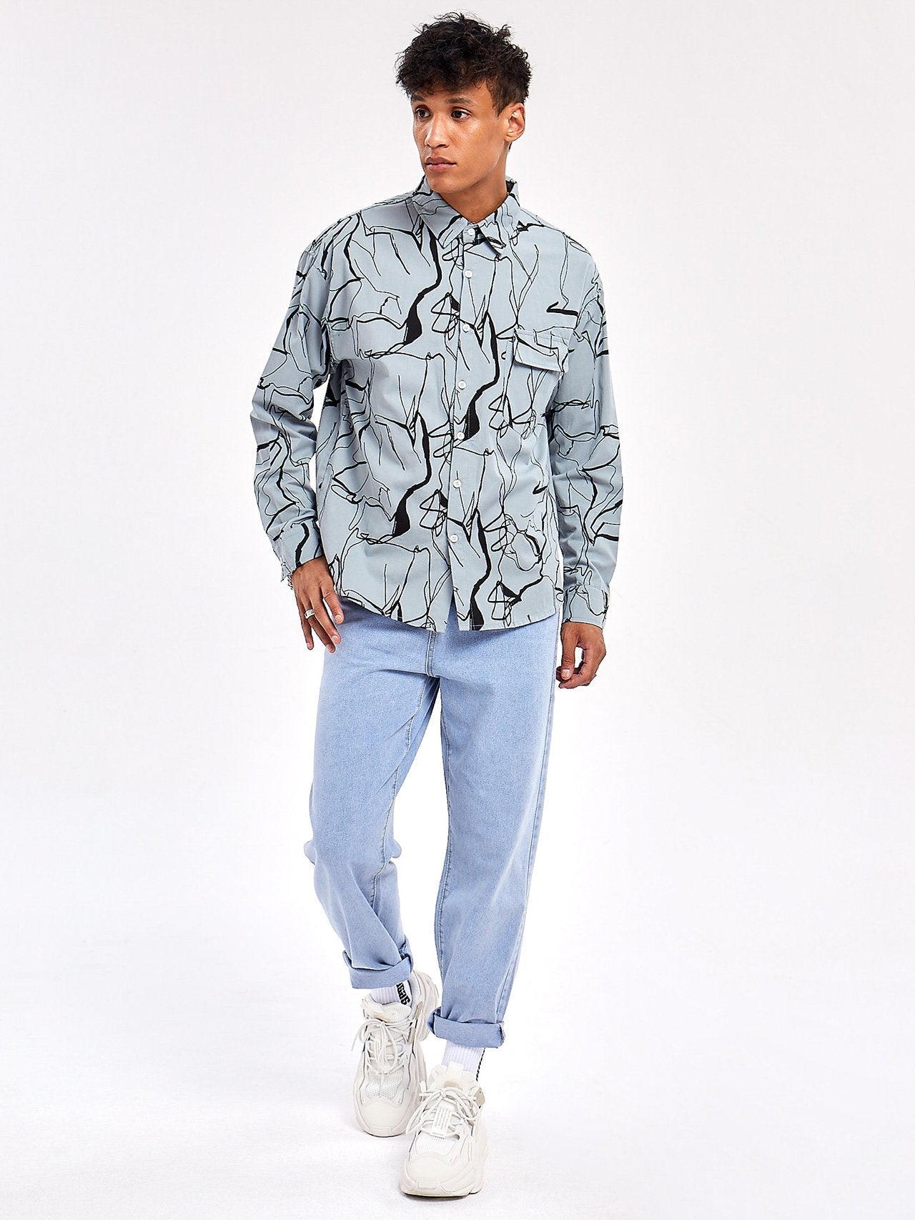 Cotton Printed Turn-down Collar Shirts for men's