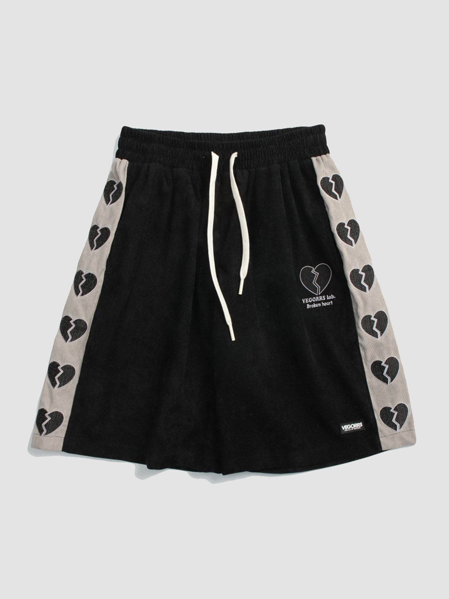 JUSTNOTAG Heartbreak Embroidered Sports Drawstring Waist Shorts