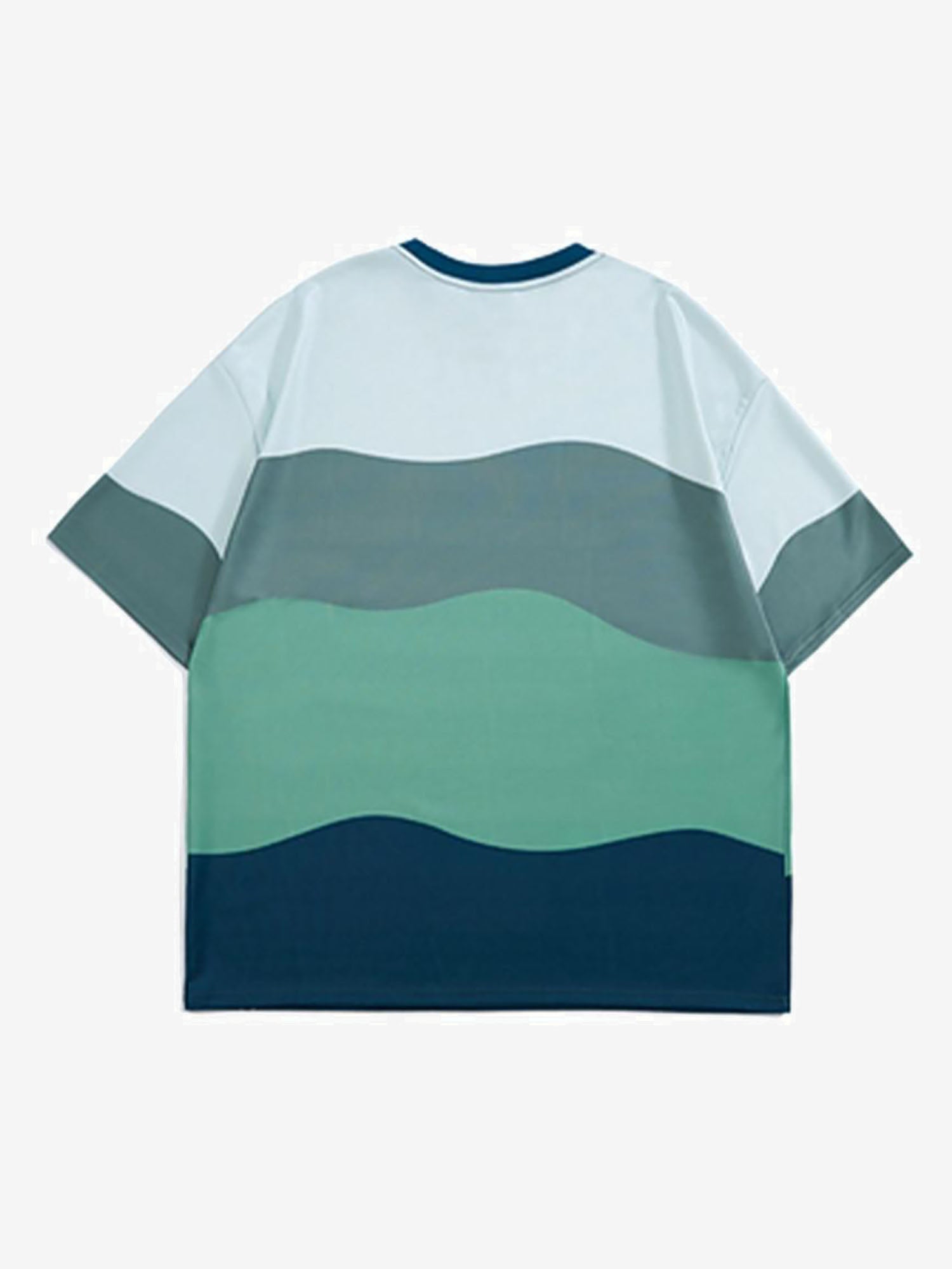 Justnotag T-shirt à manches courtes à rayures et à blocs de couleurs ondulés