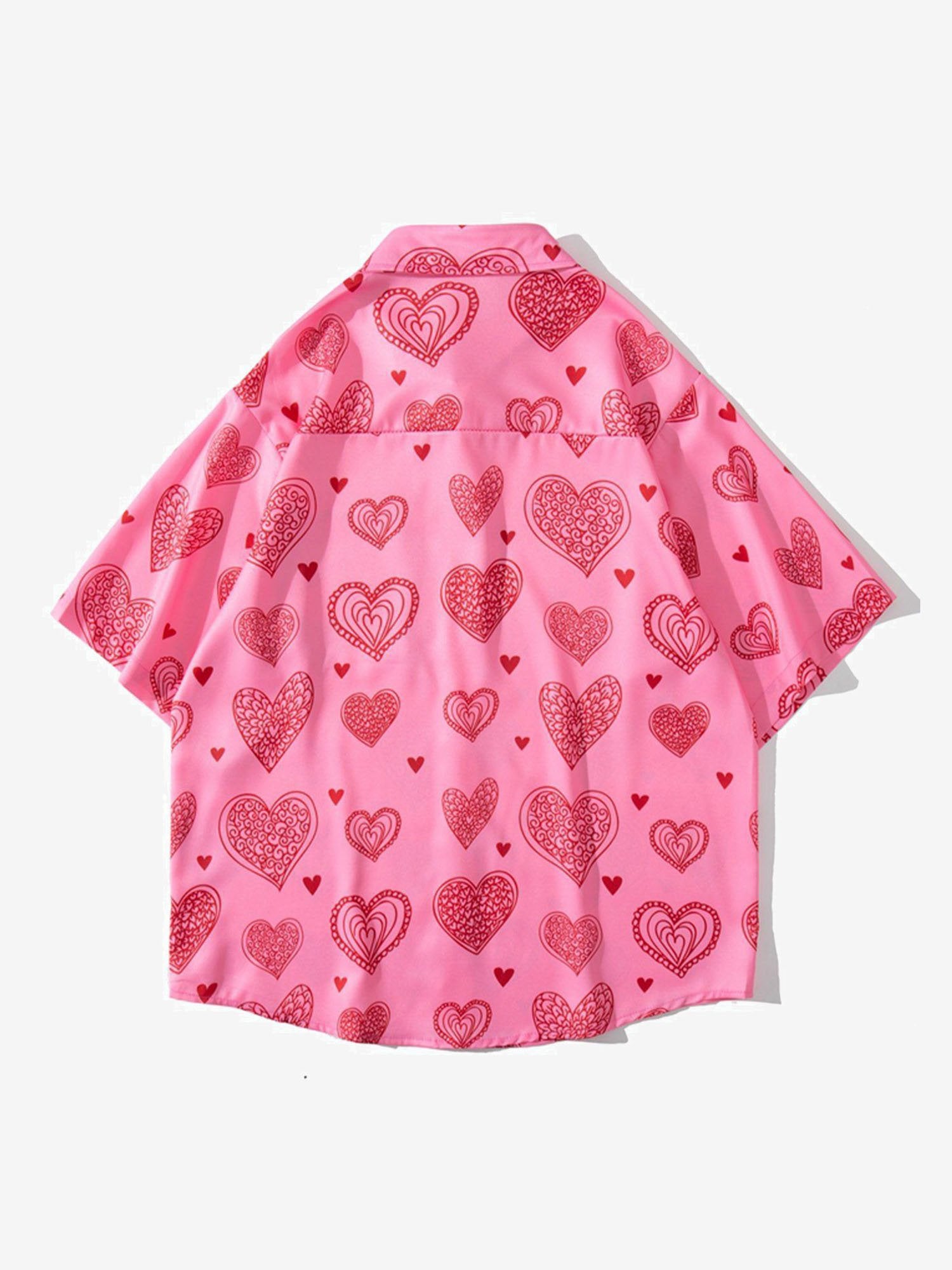 JUSTNOTAG Heart-Shaped Holiday Style Short Sleeve Shirt