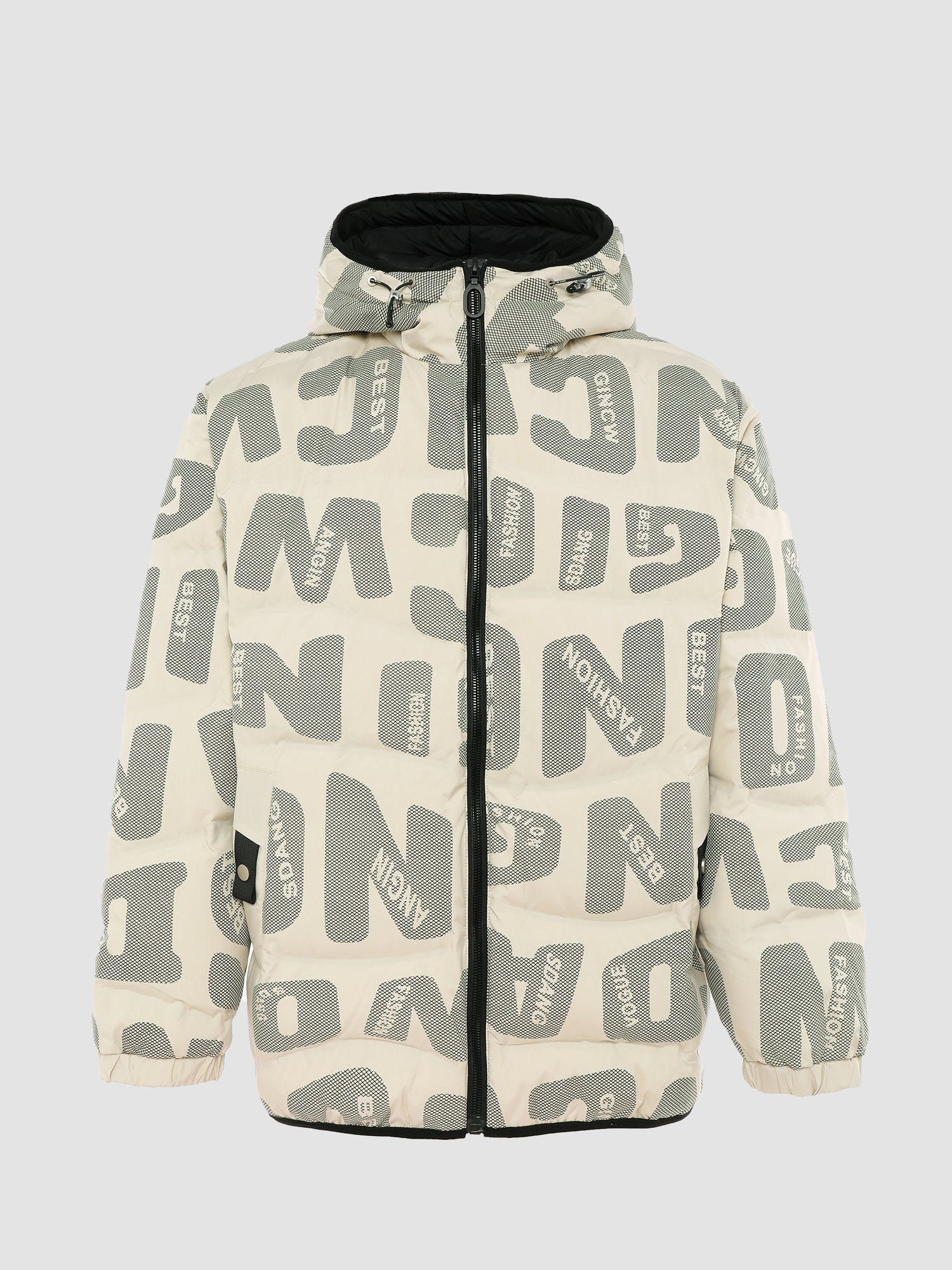 JUSTNOTAG Letter Print 90% White Duck Down Down Coat 12.03