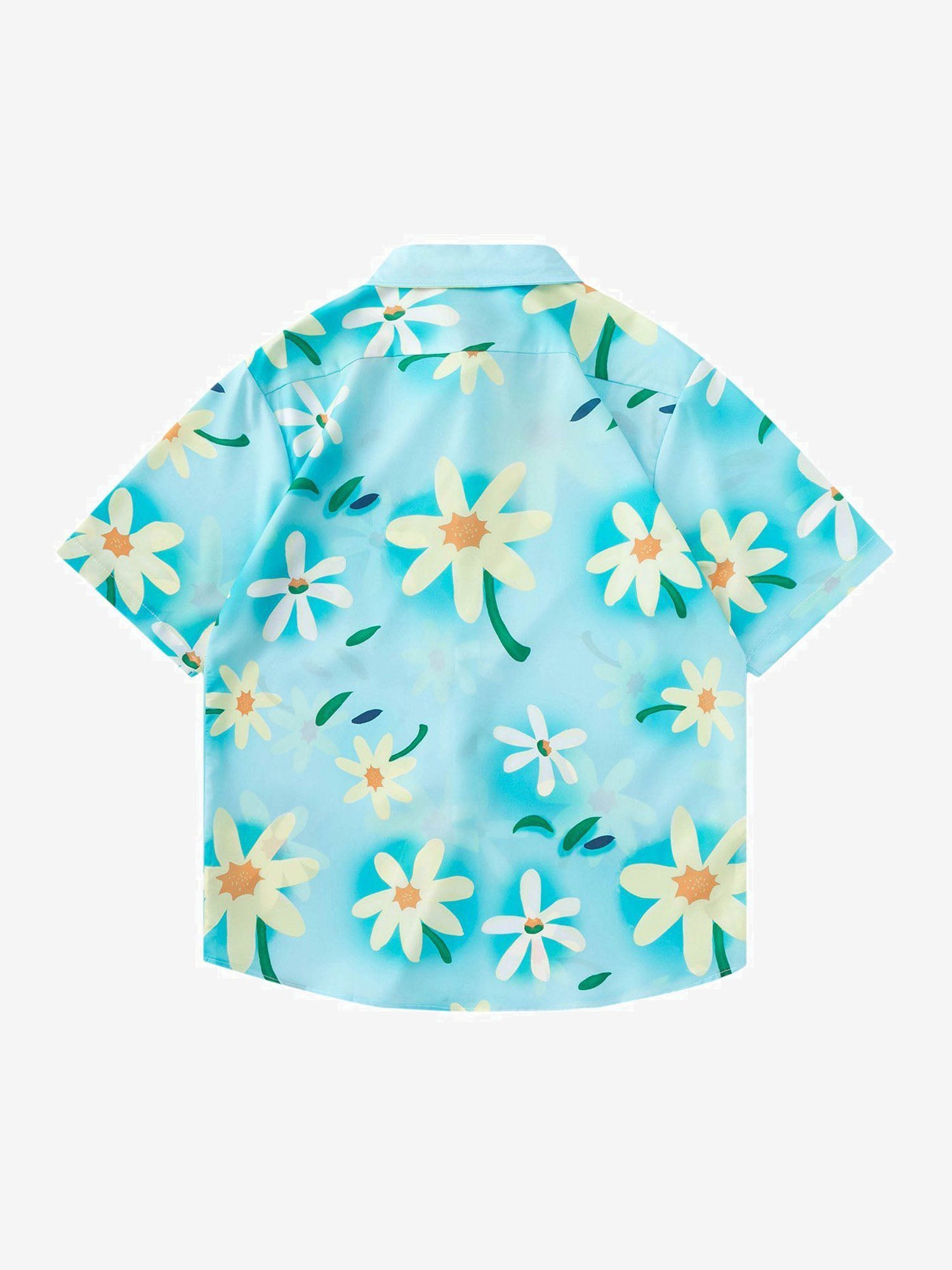 JUSTNOTAG Flower Full Print Holiday Wind Short Sleeve Shirt