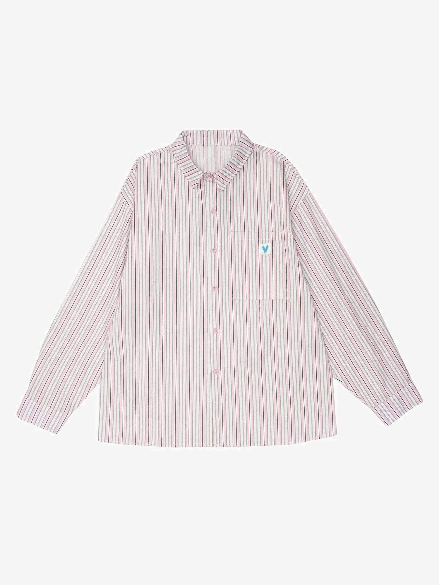 JUSTNOTAG Light Color Series Striped Long Sleeve Shirt