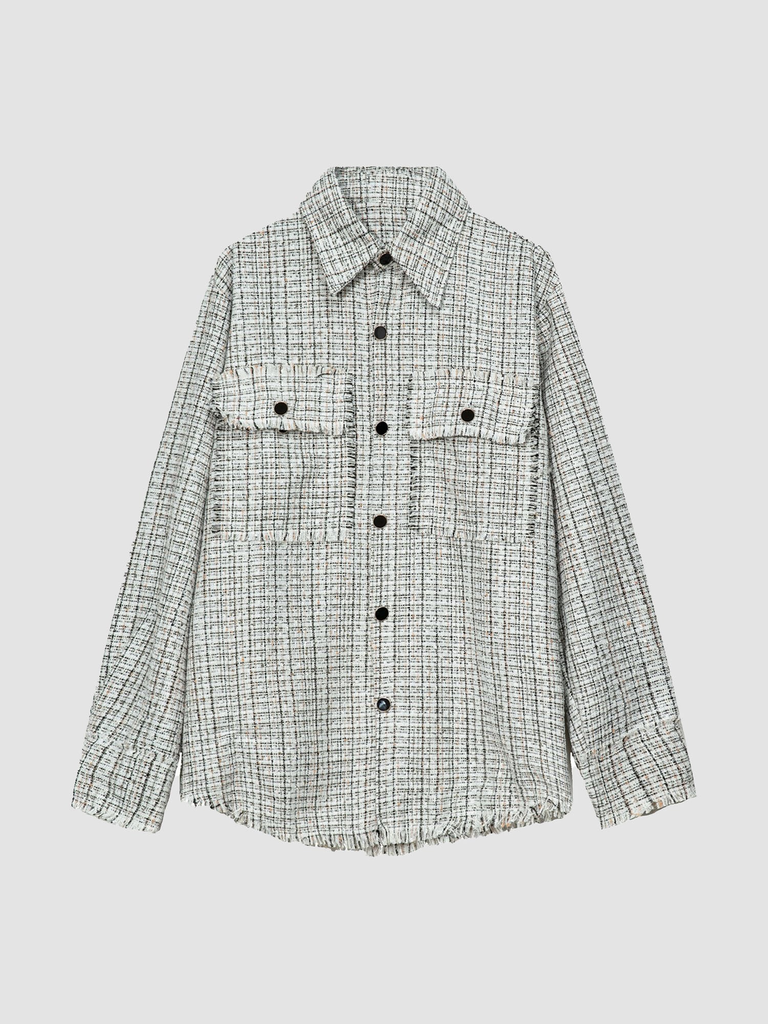 JUSTNOTAG Fashion Plaid Polyester Turn-down Collar Shirts