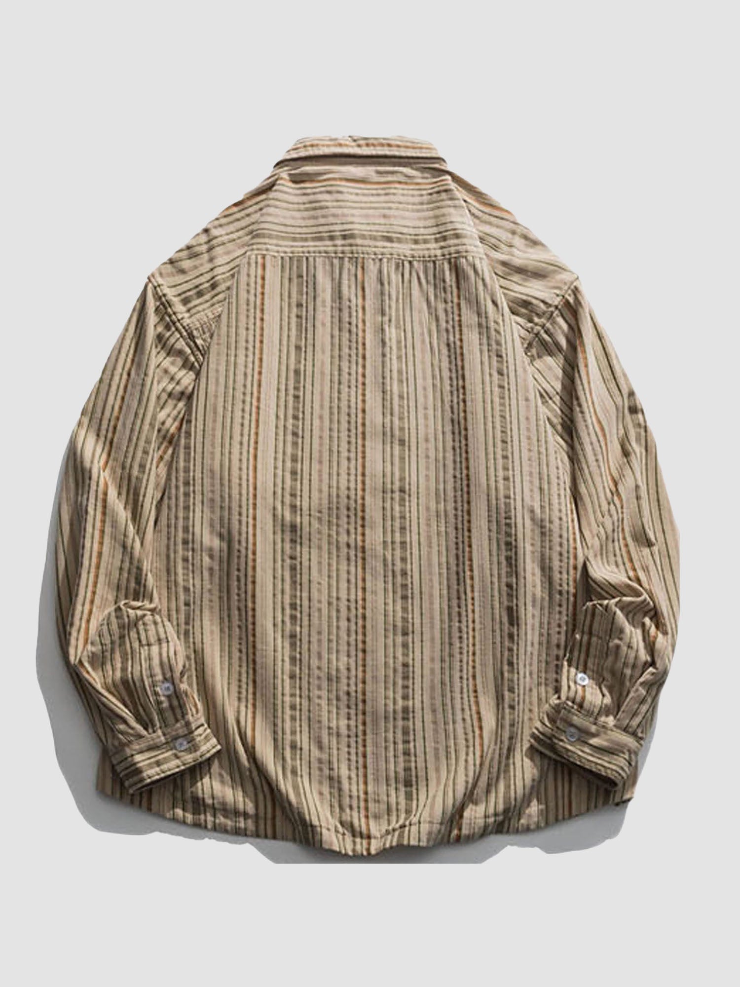 JUSTNOTAG Vertical Stripes Plus Fleece Long-sleeved Shirts