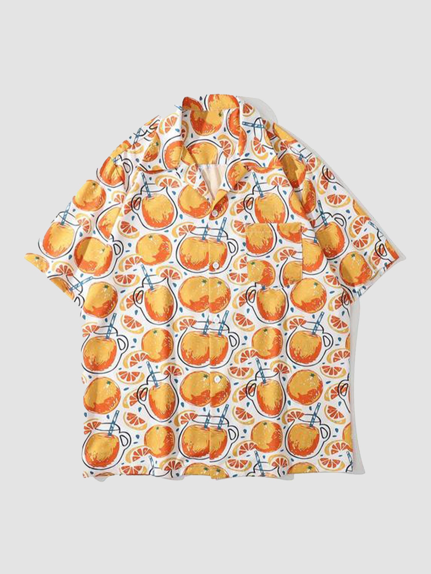 JUSTNOTAG Grapefruit Print Short-sleeved Shirts