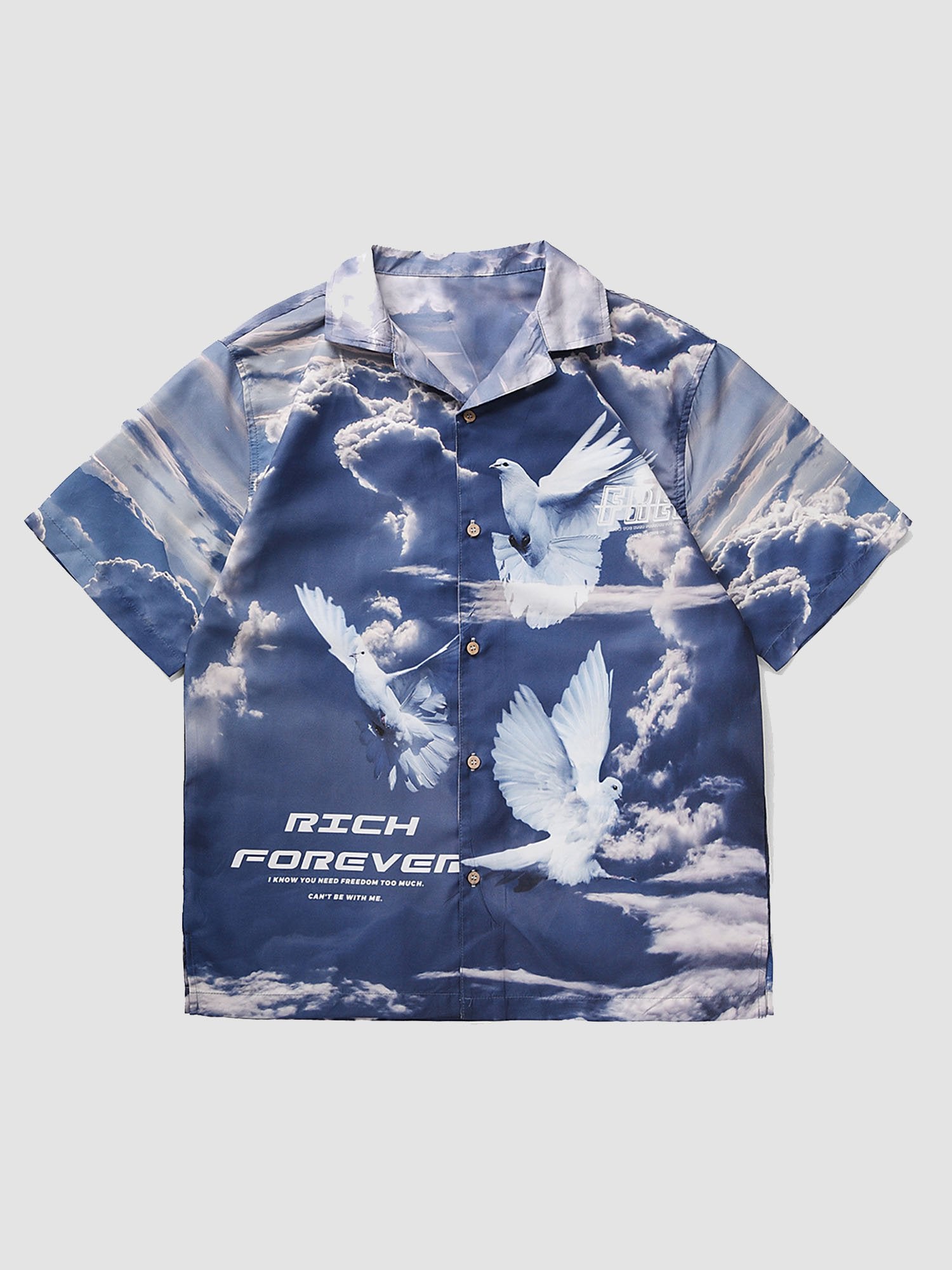 JUSTNOTAG Free Peace Dove Full Print Short Sleeve Shirts