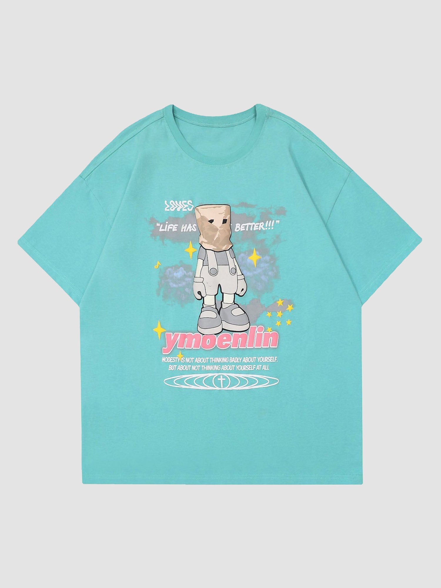 JUSTNOTAG Robot Wearing A Garbage Cover Short Sleeve Tee