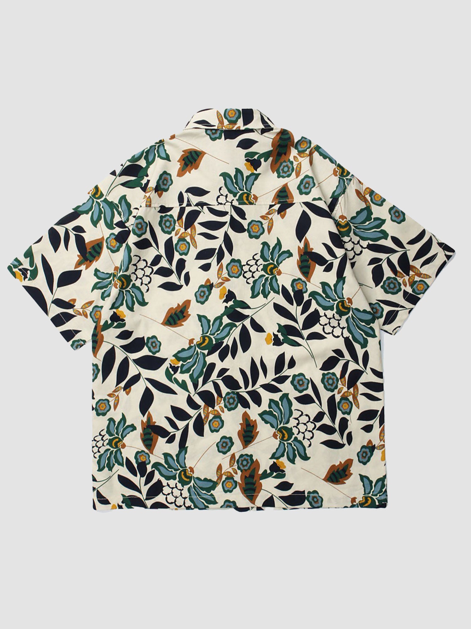 JUSTNOTAG Vintage Floral Printed Short Sleeve Shirts
