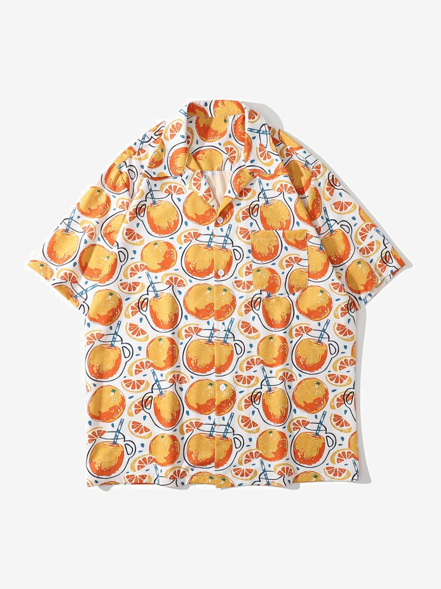 JUSTNOTAG Grapefruit Full Print Holiday Wind Short Sleeve Shirt