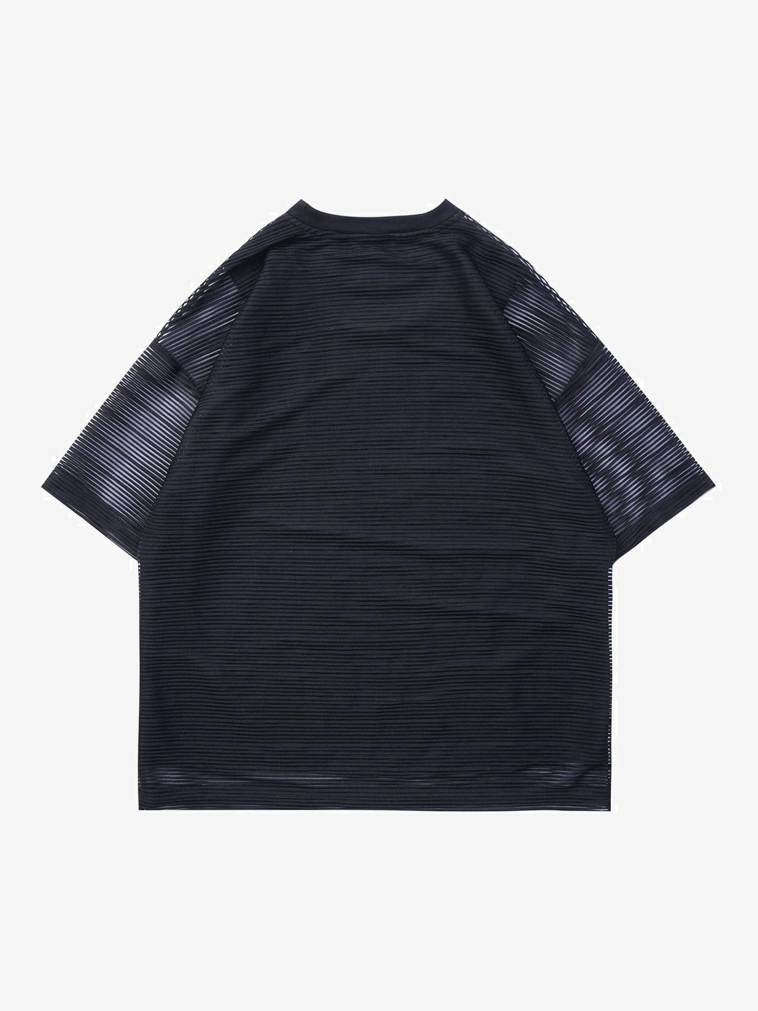 Justnotag Skeleton Net Patchwork T-shirt à manches courtes en coton