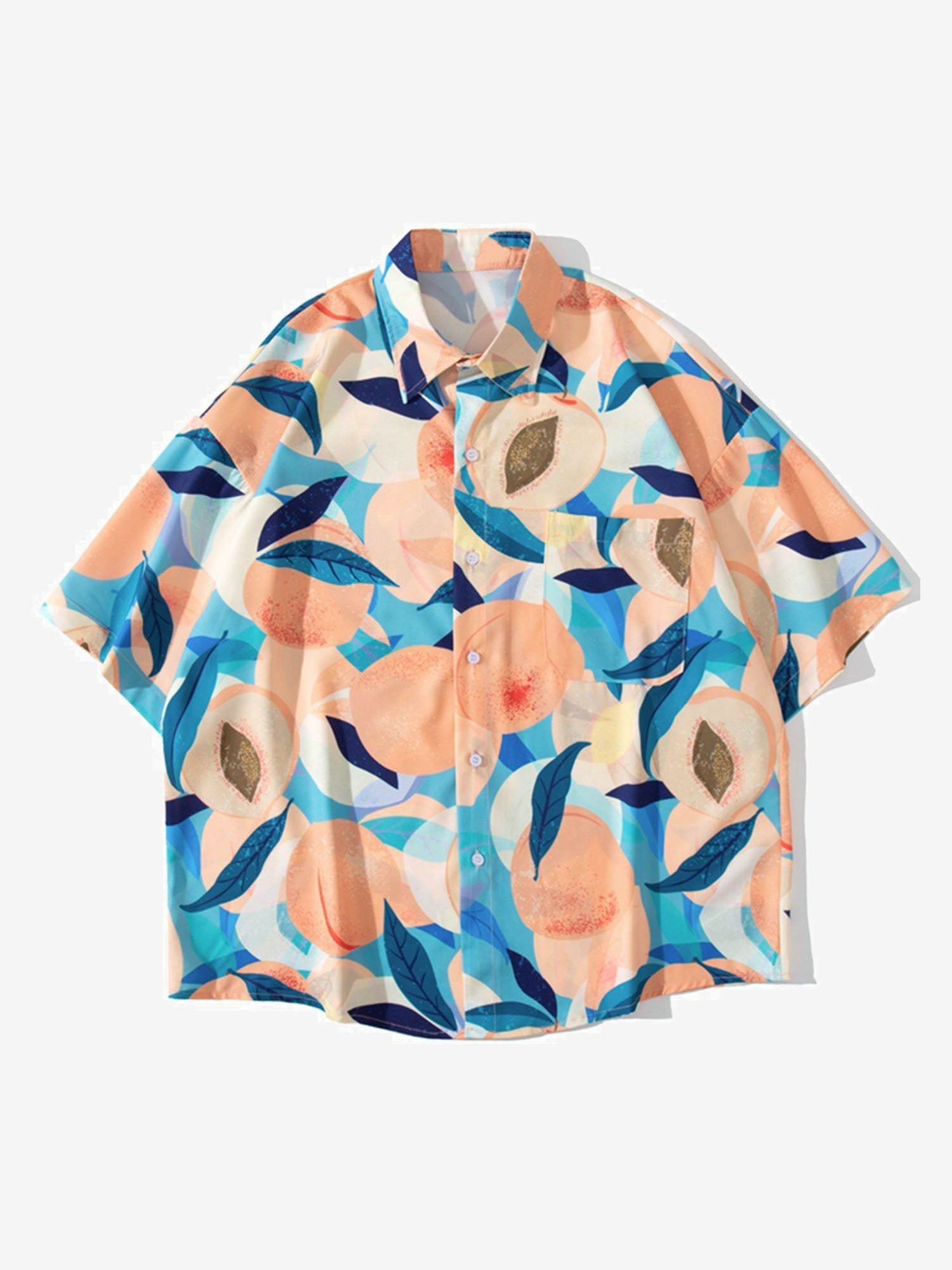 JUSTNOTAG Peach Print Short Sleeve Shirt