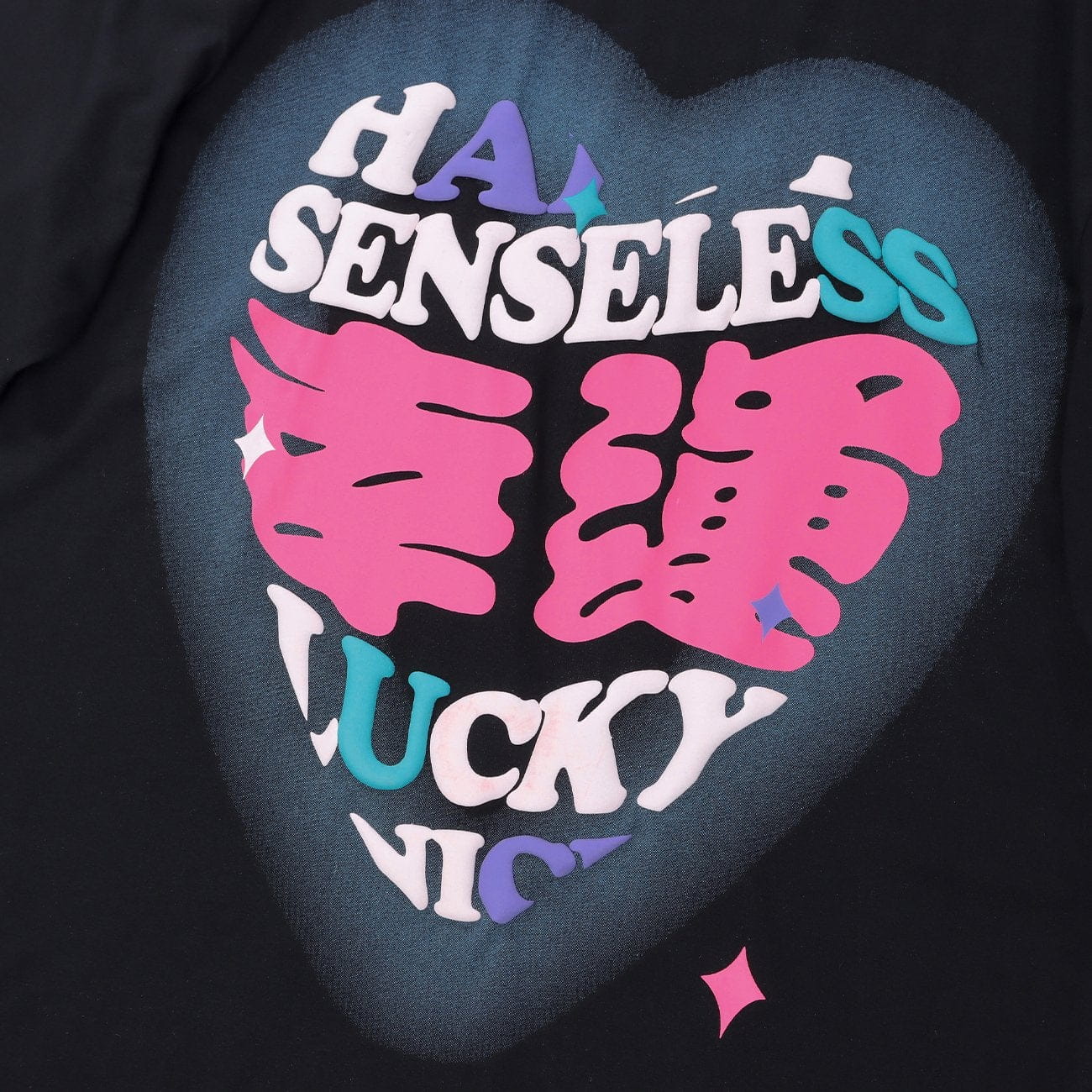 JUSTNOTAG Heart "Lucky" Fun Text Short Sleeve Tee