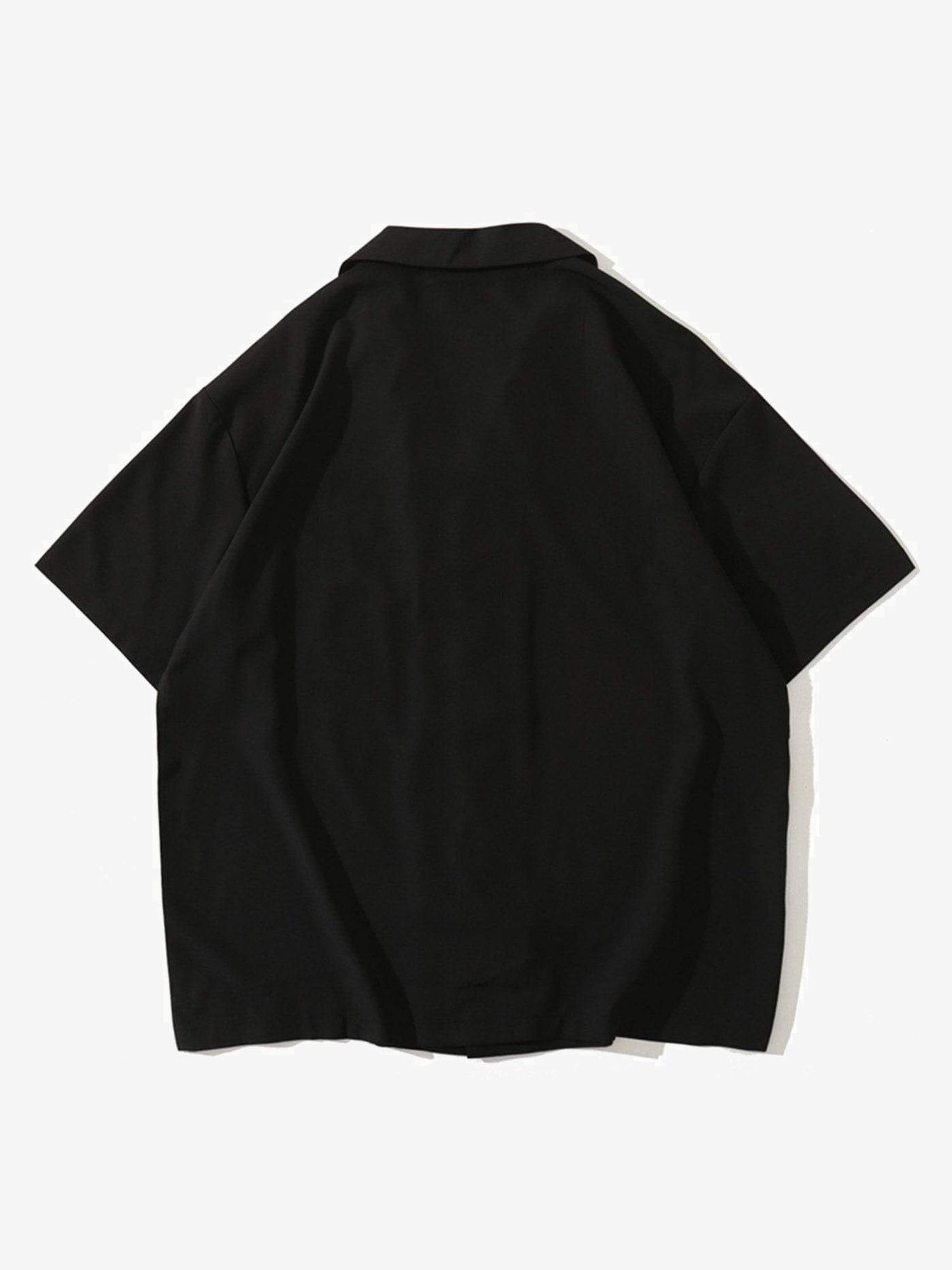 JUSTNOTAG Bandana Paisley Letters Embroidered Short Sleeve Shirt