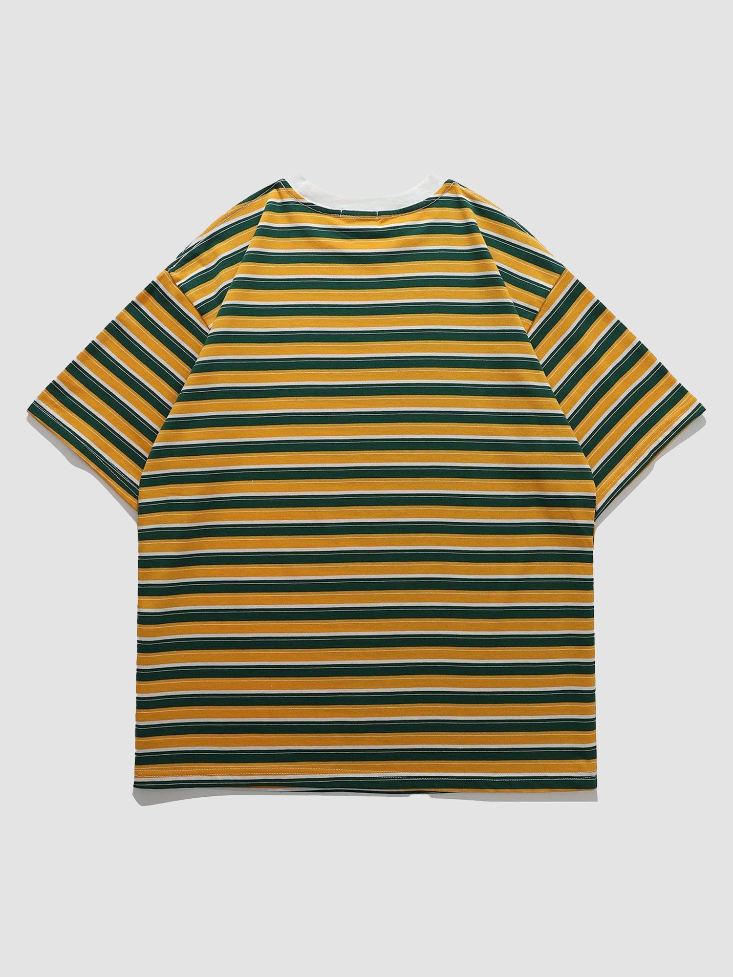 JUSTNOTAG Striped Contrast Short Sleeve Tee