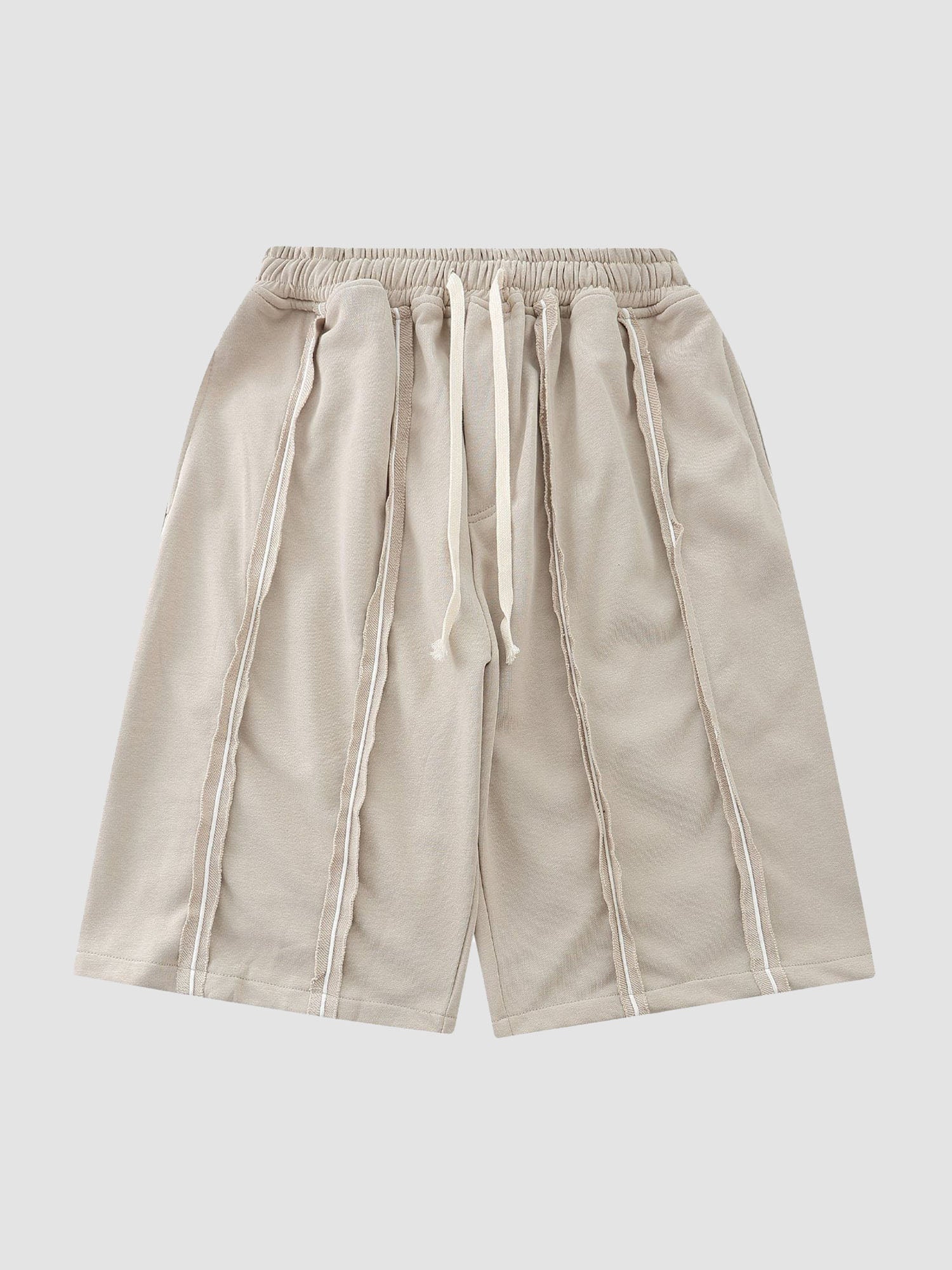 JUSTNOTAG Solid Color Drawstring Waist Shorts