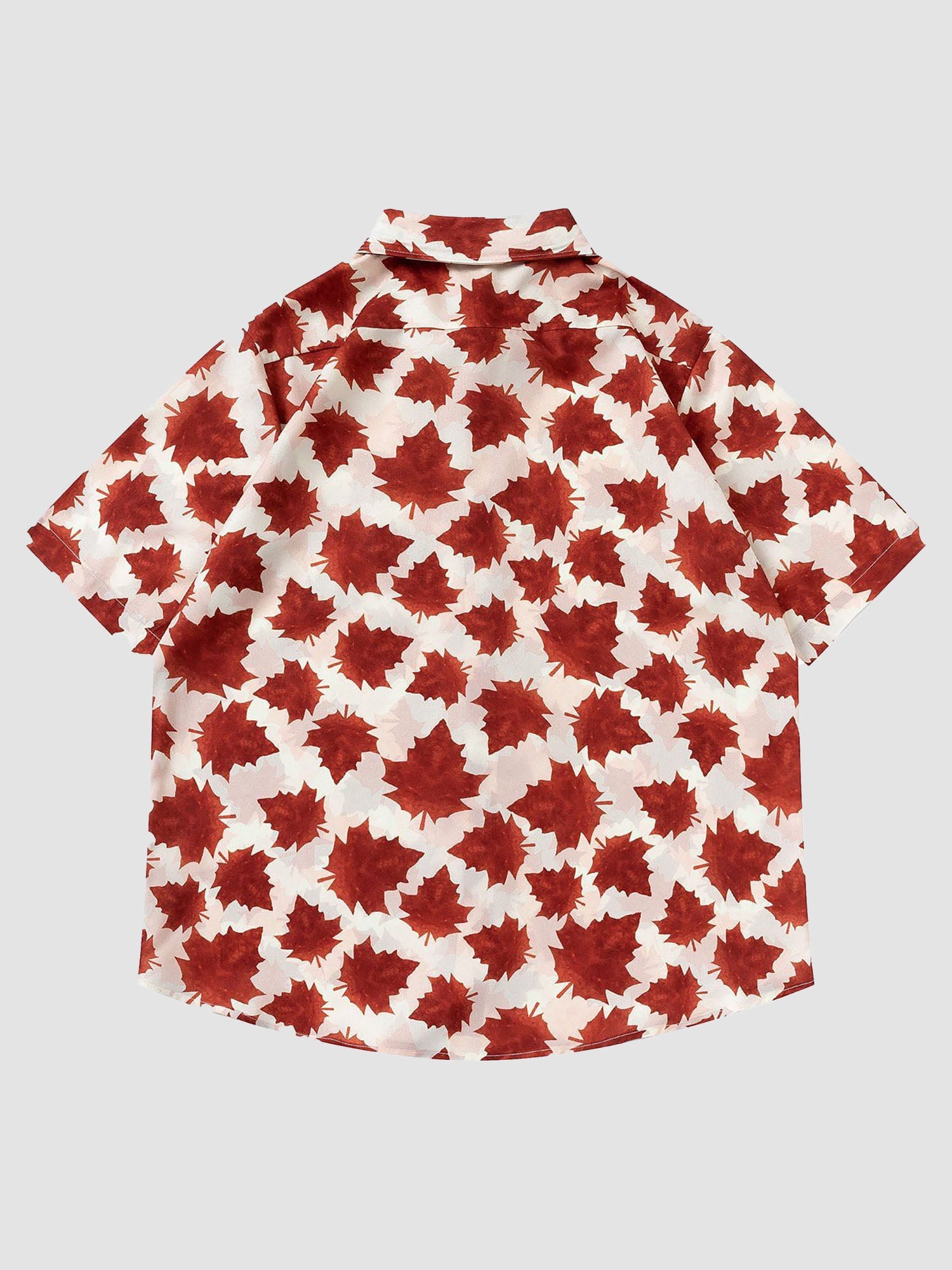 JUSTNOTAG Full Maple Leaf Print Short Sleeve Shirts