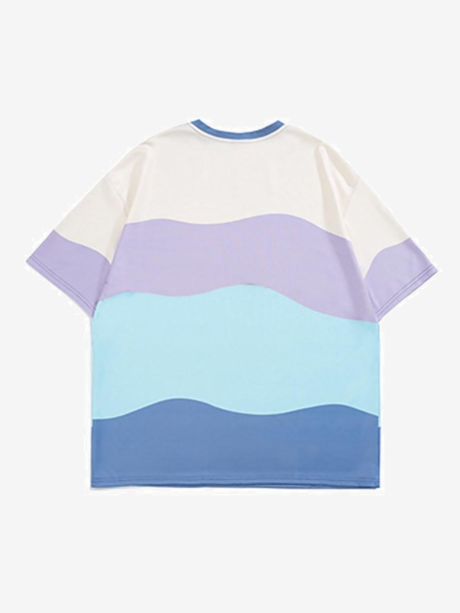 Justnotag T-shirt à manches courtes à rayures et à blocs de couleurs ondulés