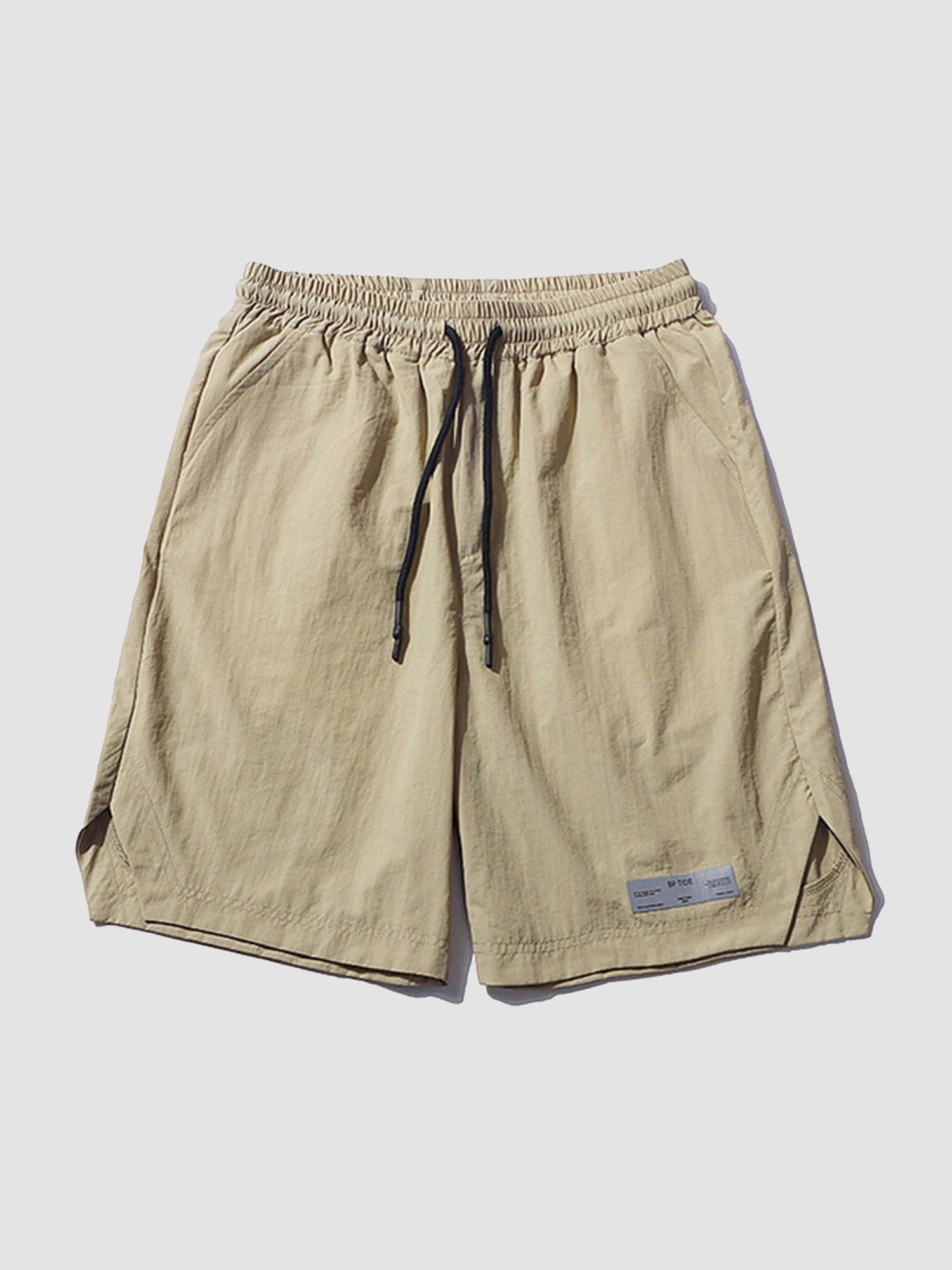 JUSTNOTAG Solid Color Cargo Shorts Drawstring Waist Shorts