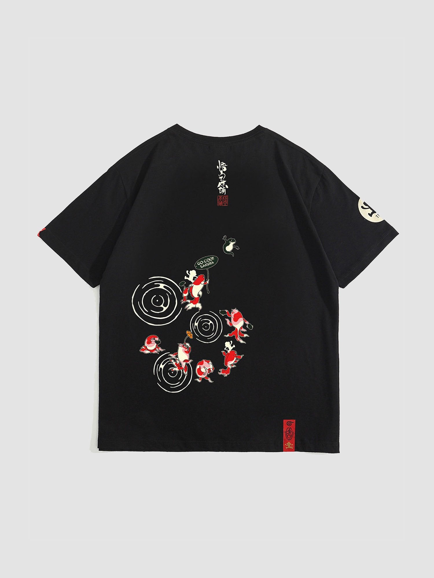 JUSTNOTAG Kanji Letter Fish Print Short Sleeve Tee