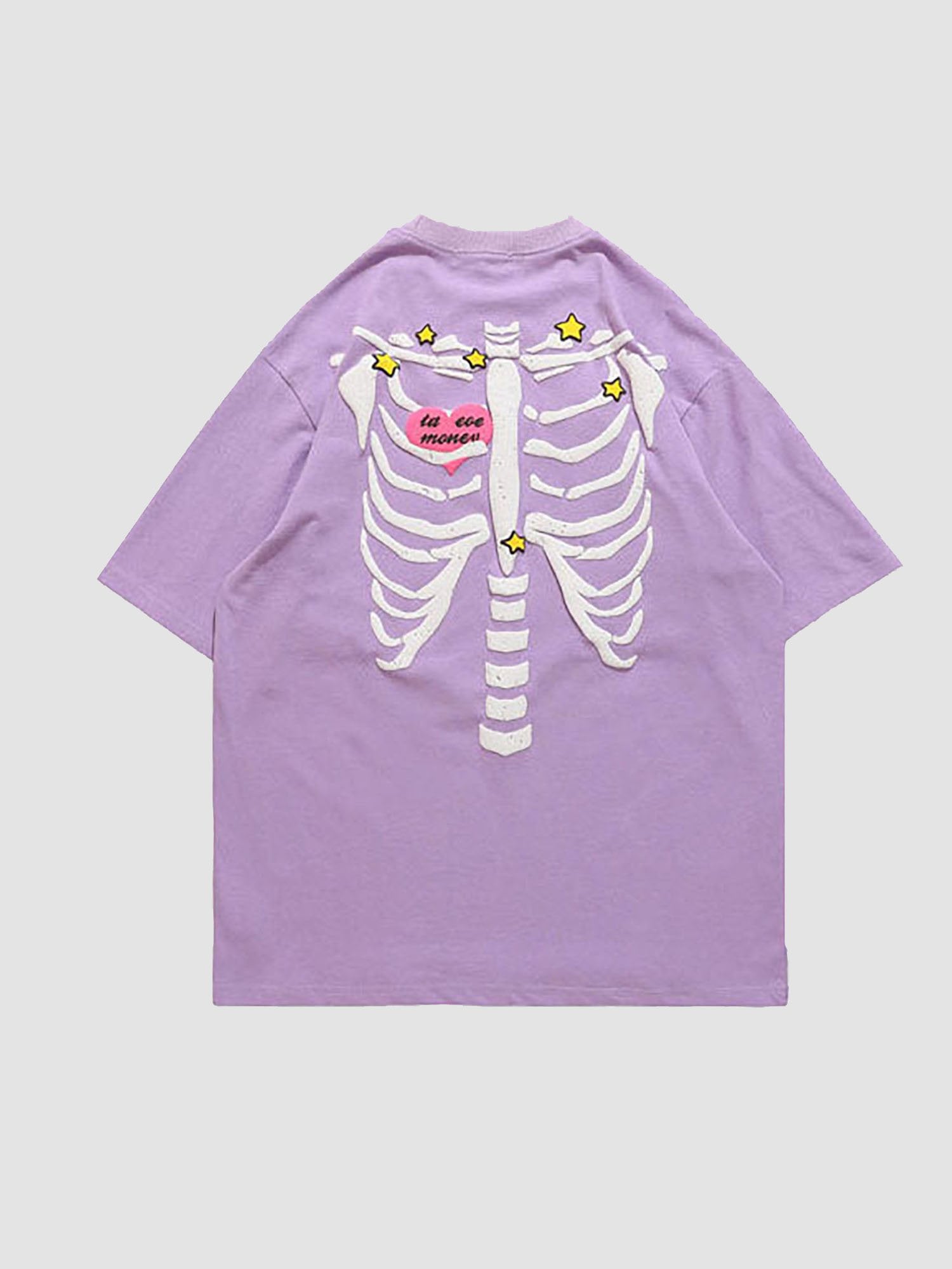 JUSTNOTAG T-shirt a maniche corte con stampa scheletro e lettere a cuore