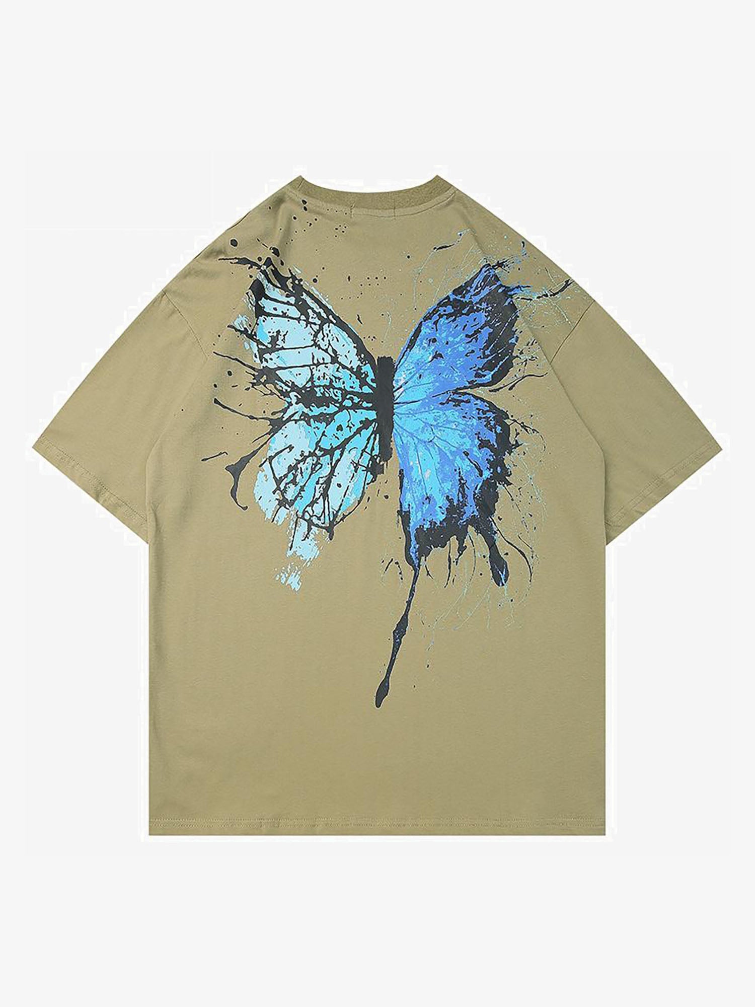 JUSTNOTAG Print Cracked Red Butterfly Short Sleeve Tee