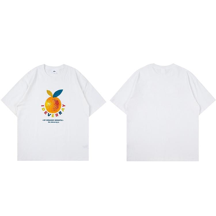 T-shirt à manches courtes imprimé lettre orange Justnotag