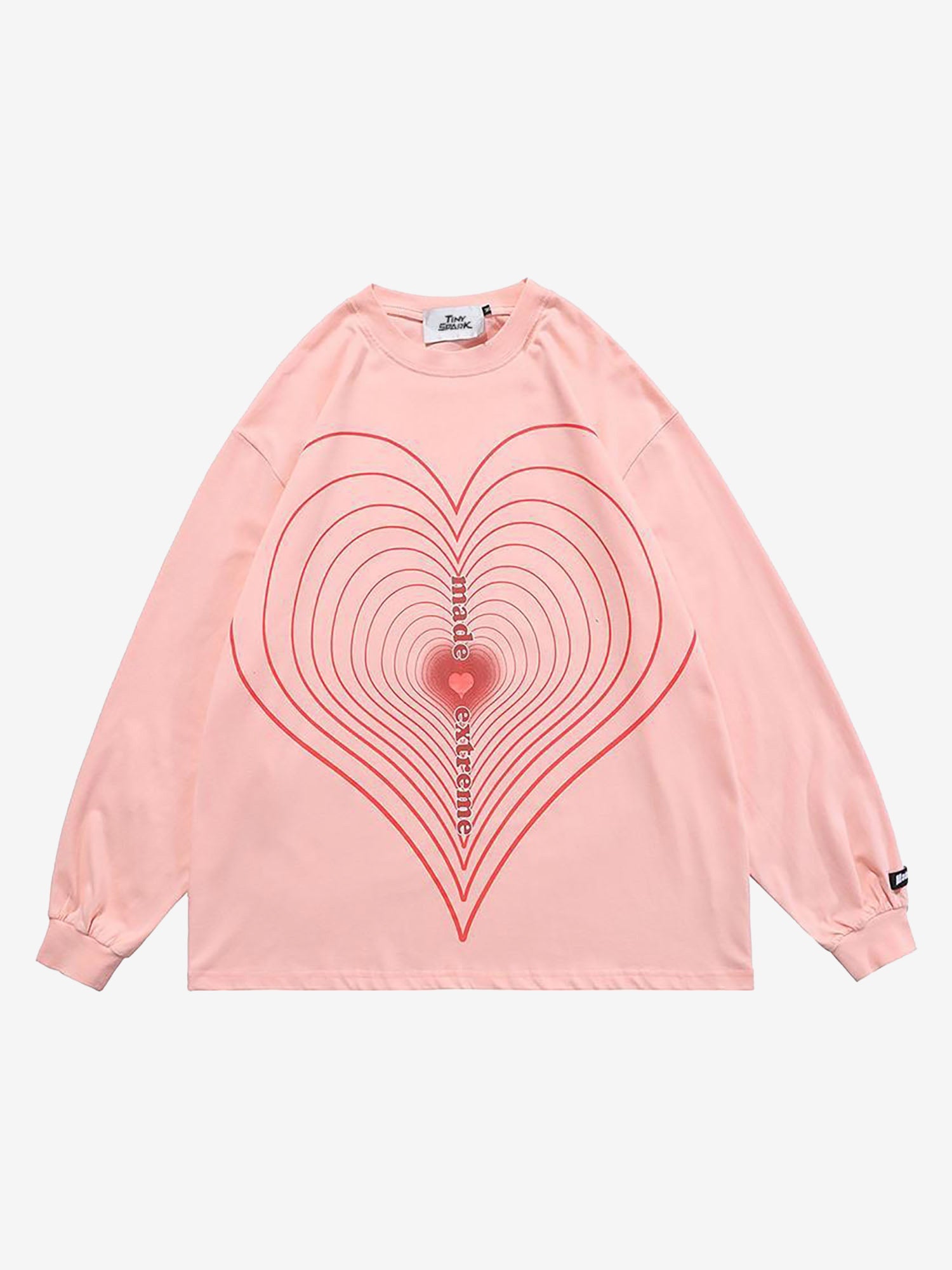 JUSTNOTAG Heart-shaped microcosm Letter Long Sleeve Sweatshirt