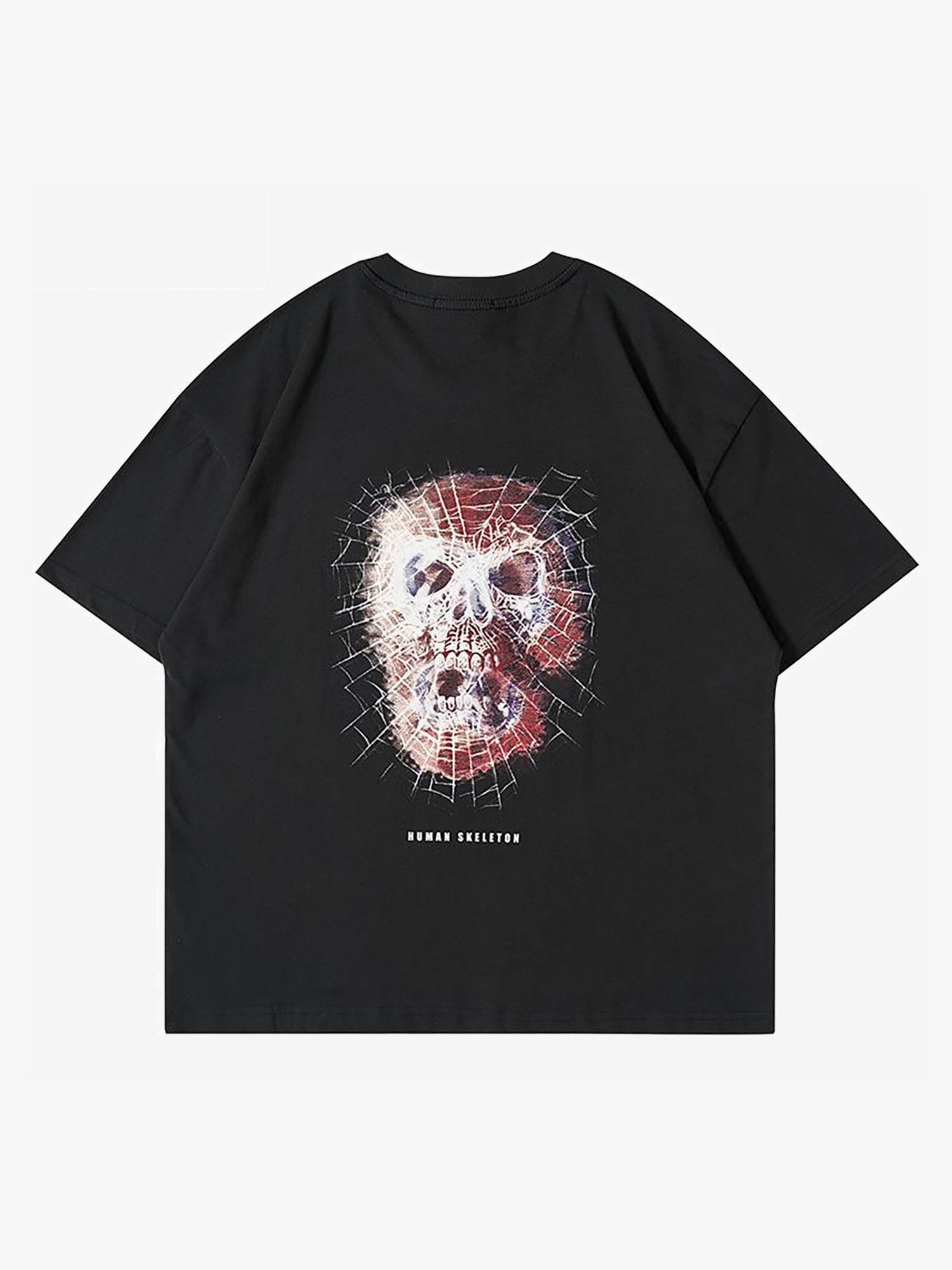 Justnotag Spider Webs Bind Flame Skull Kurzarm-T-Shirt