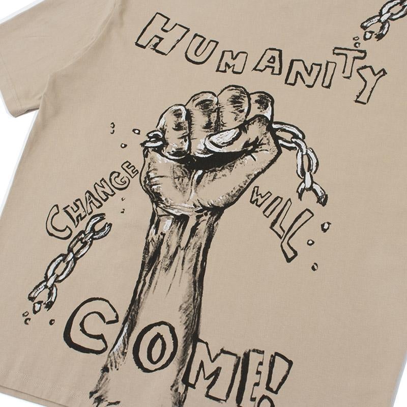 T-shirt à manches courtes imprimé à la main puissant Justnotag