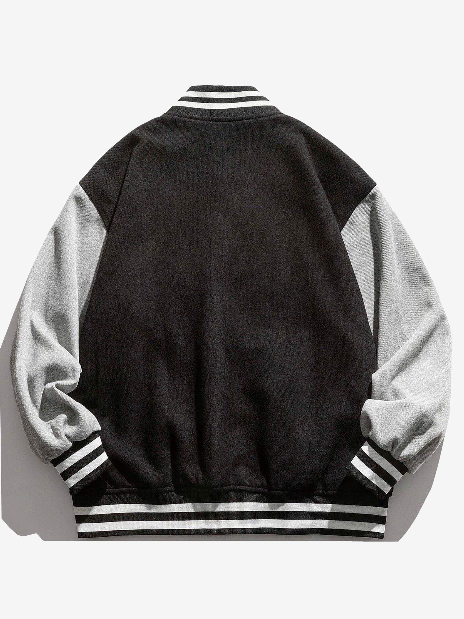 JUSTNOTAG Letter Embroidery Color Matching Varsity Jacket