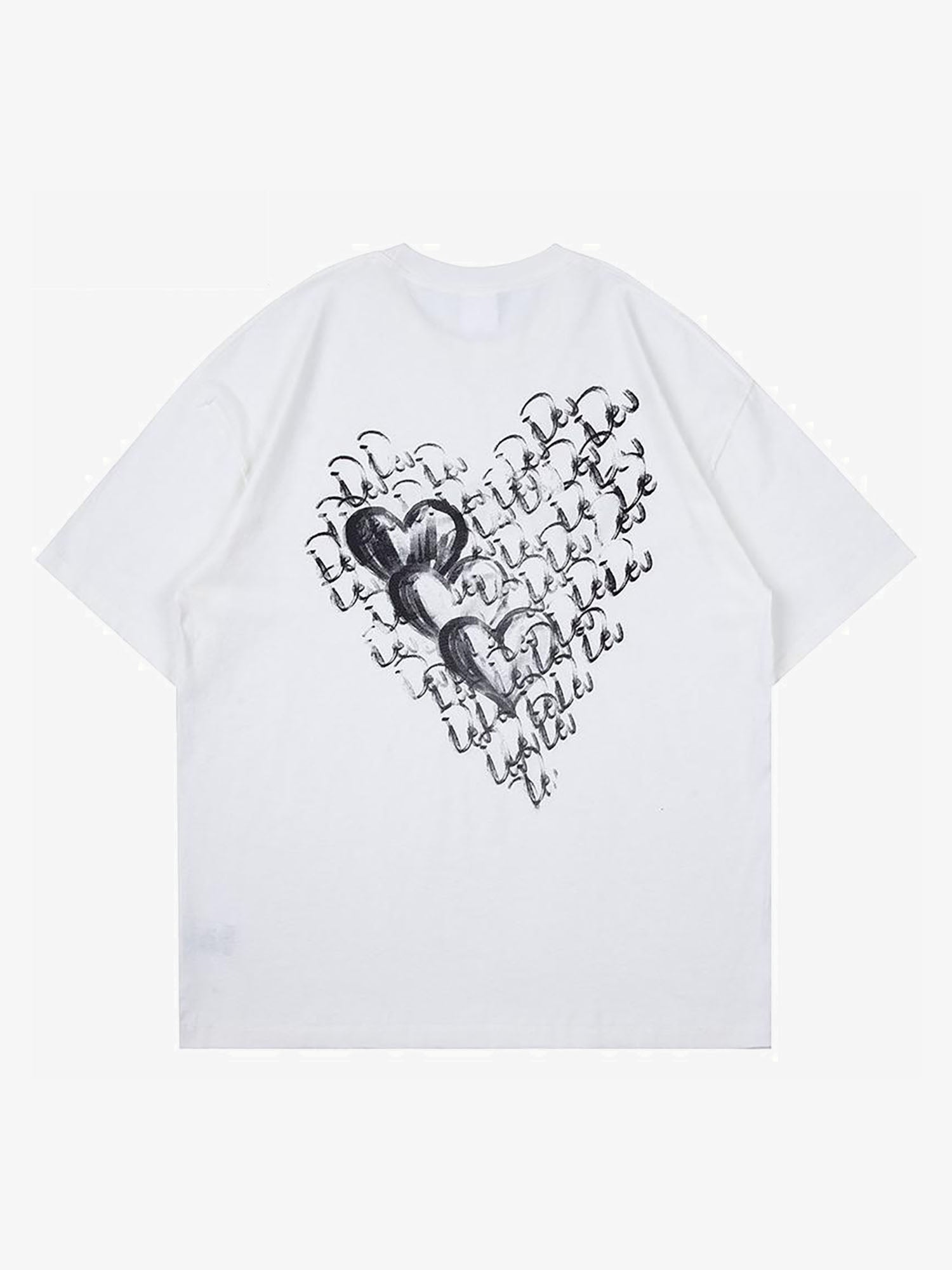 T-shirt à manches courtes imprimé lettre en forme de cœur Justnotag Painting