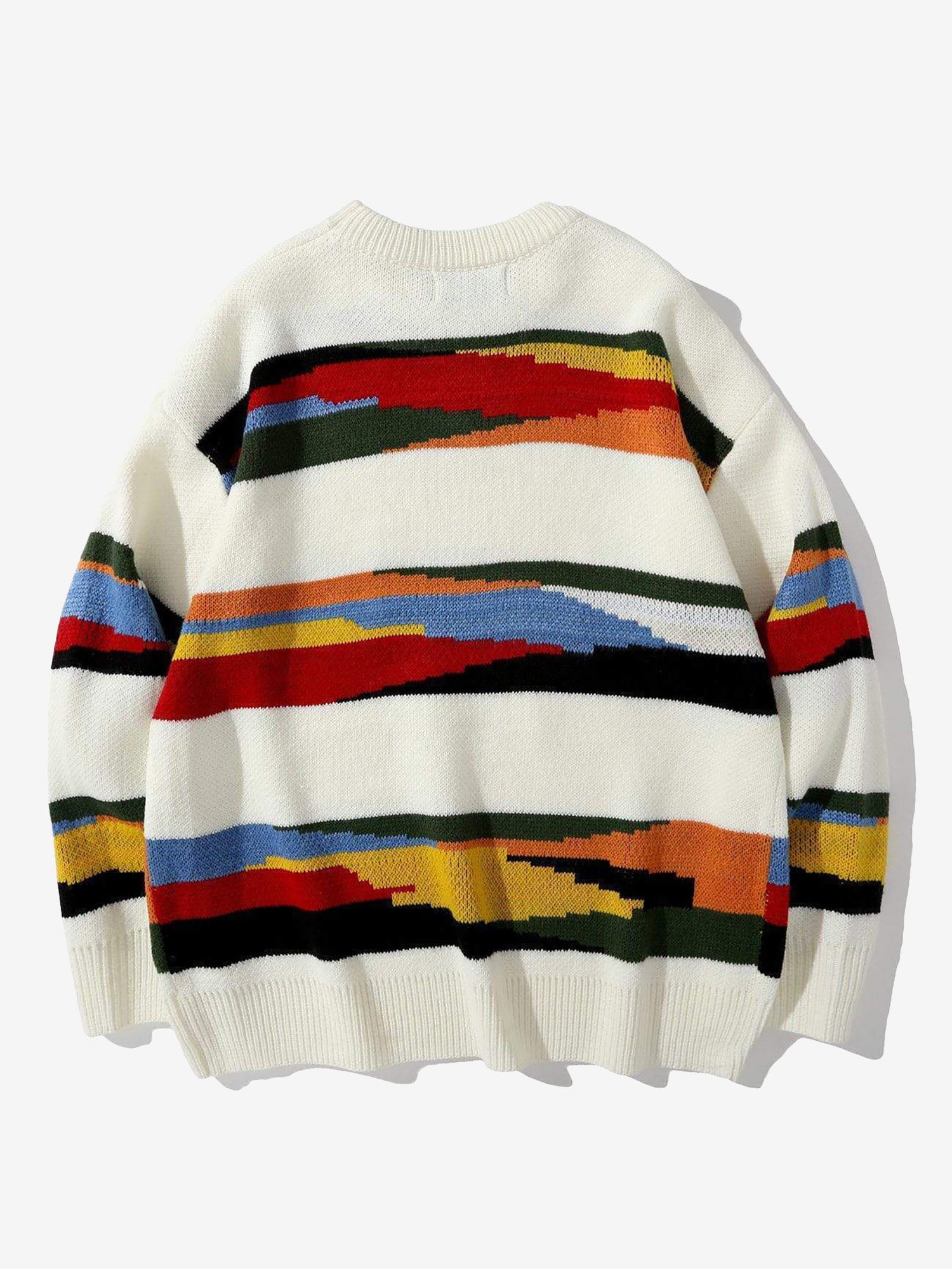 Irregular Striped Knitted Sweater for men's