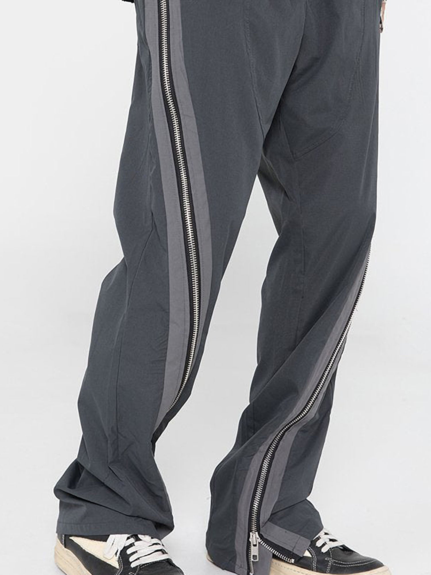 Justnotag Cerniere laterali Pantaloni della tuta micro svasati sul davanti Streetwear Pantaloni larghi casual con coulisse in vita