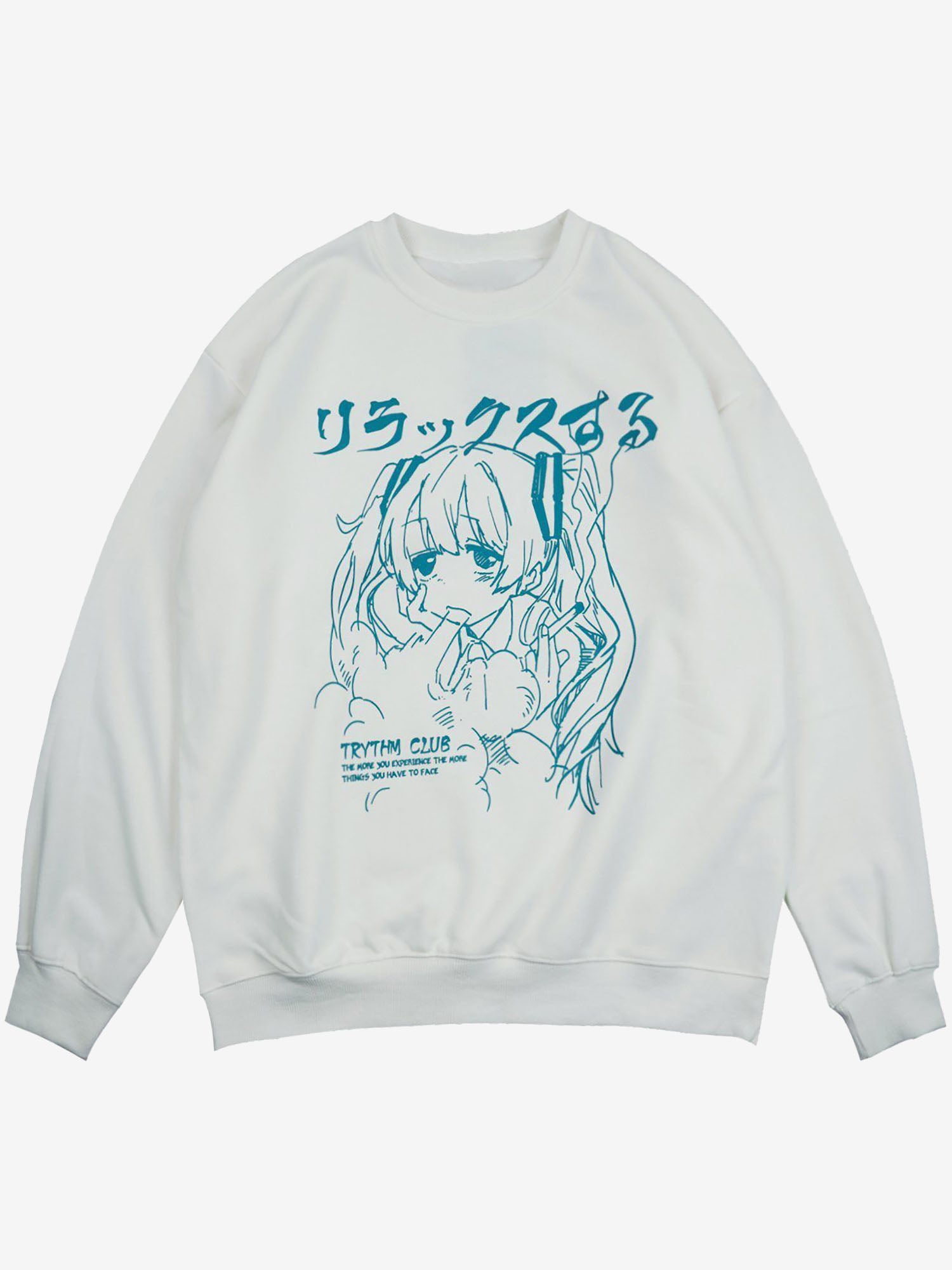 JUSTNOTAG Japanese Cartoon Anime Girl Print Sweatshirt
