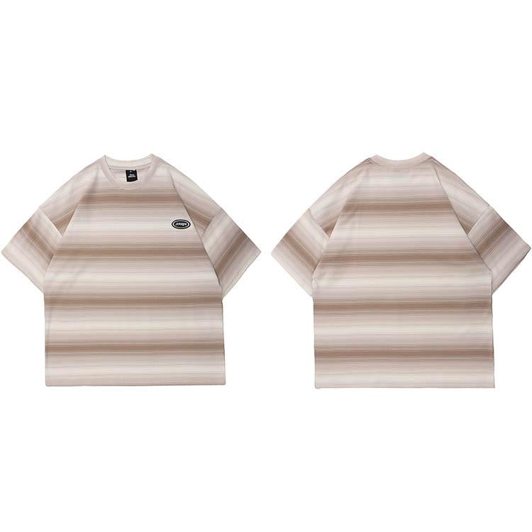 Justnotag T-shirt à manches courtes à rayures horizontales dégradées de la même couleur