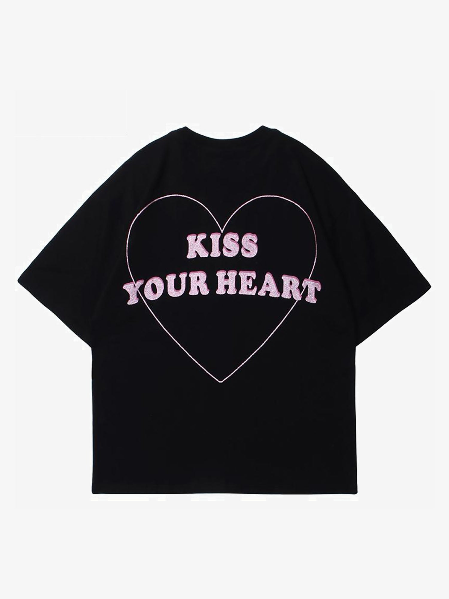 JUSTNOTAG T-shirt a manica corta con lettere a forma di mucca a forma di cuore