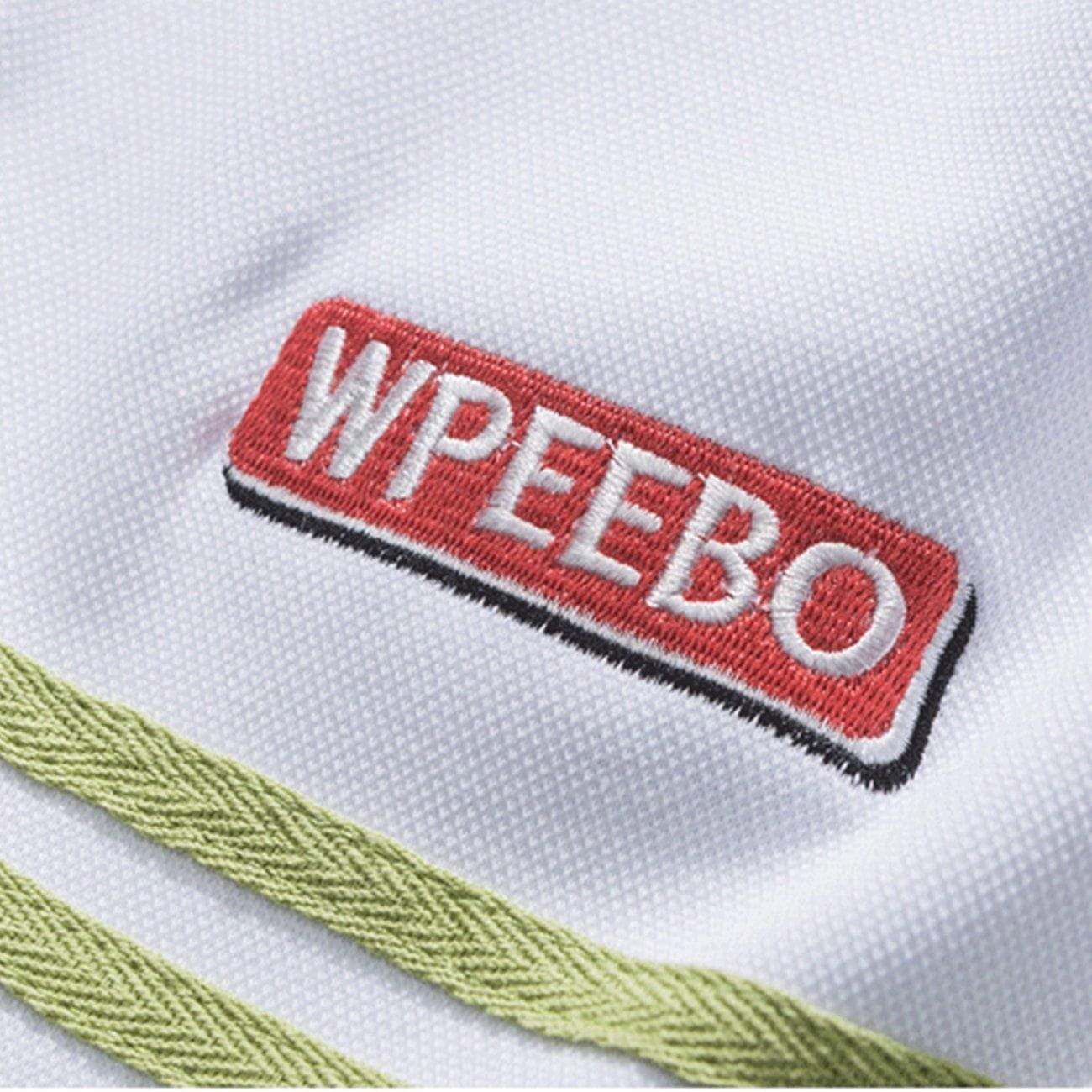 JUSTNOTAG Striped Panel Polo Neck Sweatshirt