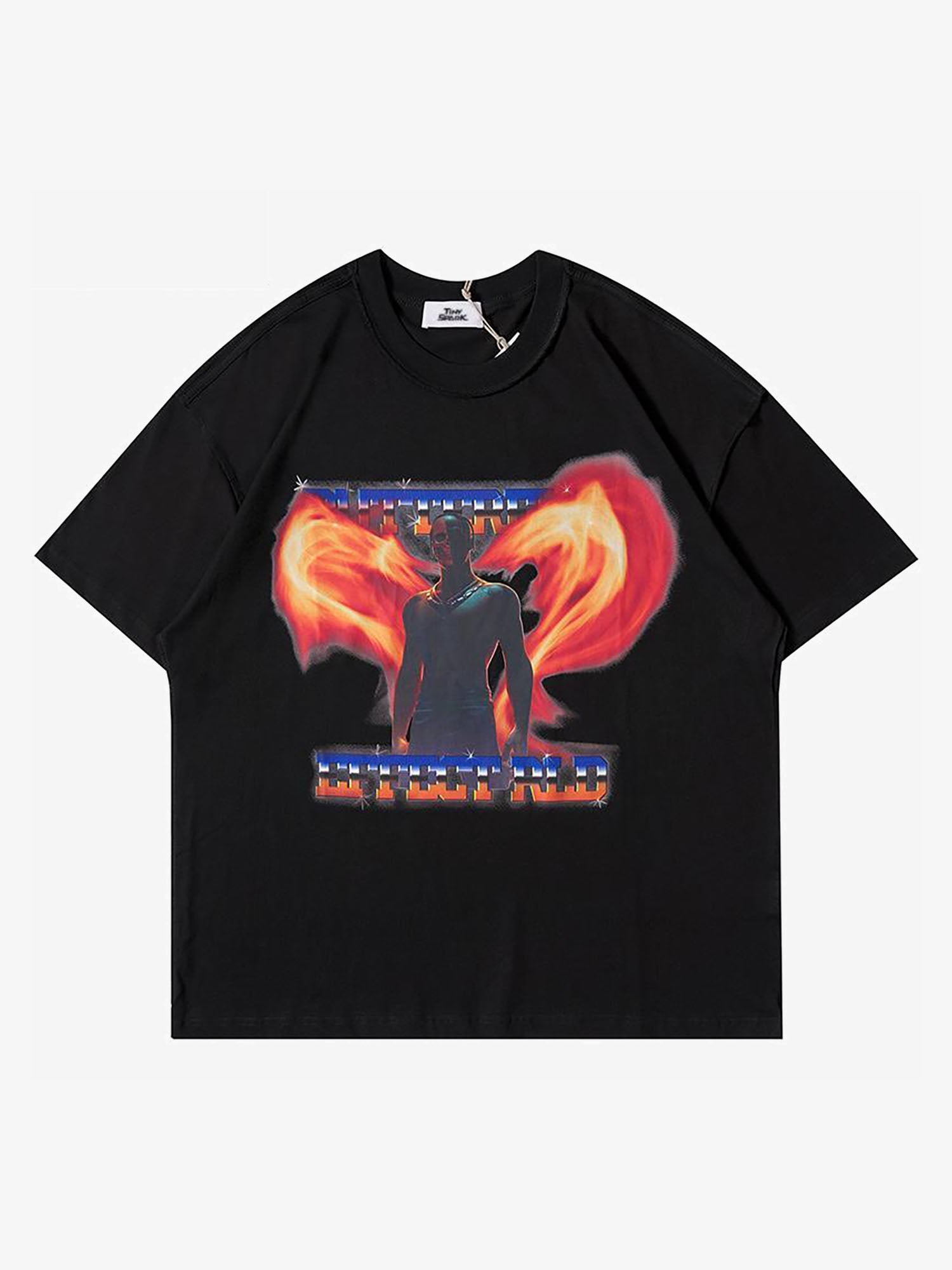 Justnotag Kurzarm-T-Shirt mit Superman-Flammen-Buchstabendruck