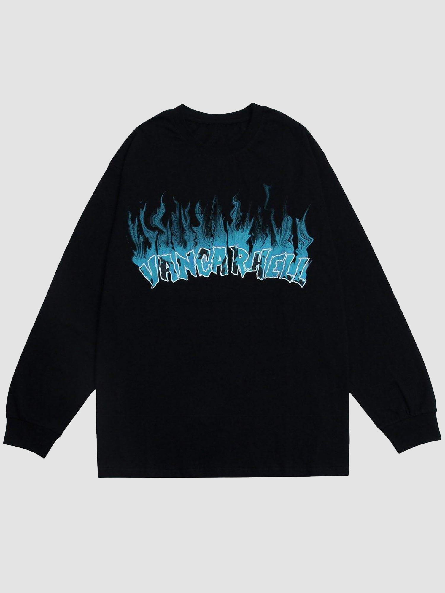 JUSTNOTAG Fire Flame Letter Print Sweatshirt