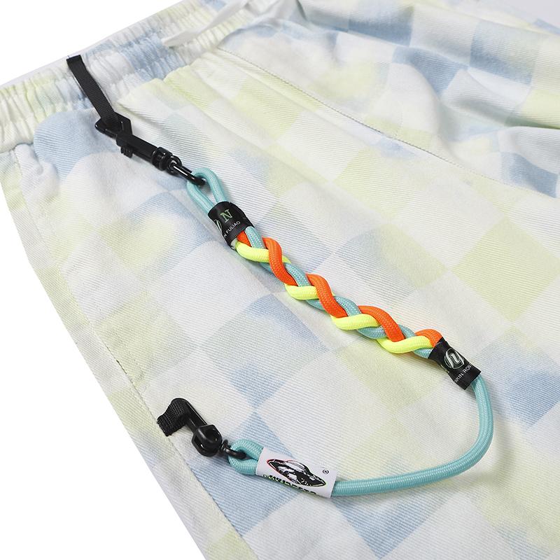 JUSTNOTAG Retro Trend Plaid Color Chain Tie-dye Wide Leg Joggers