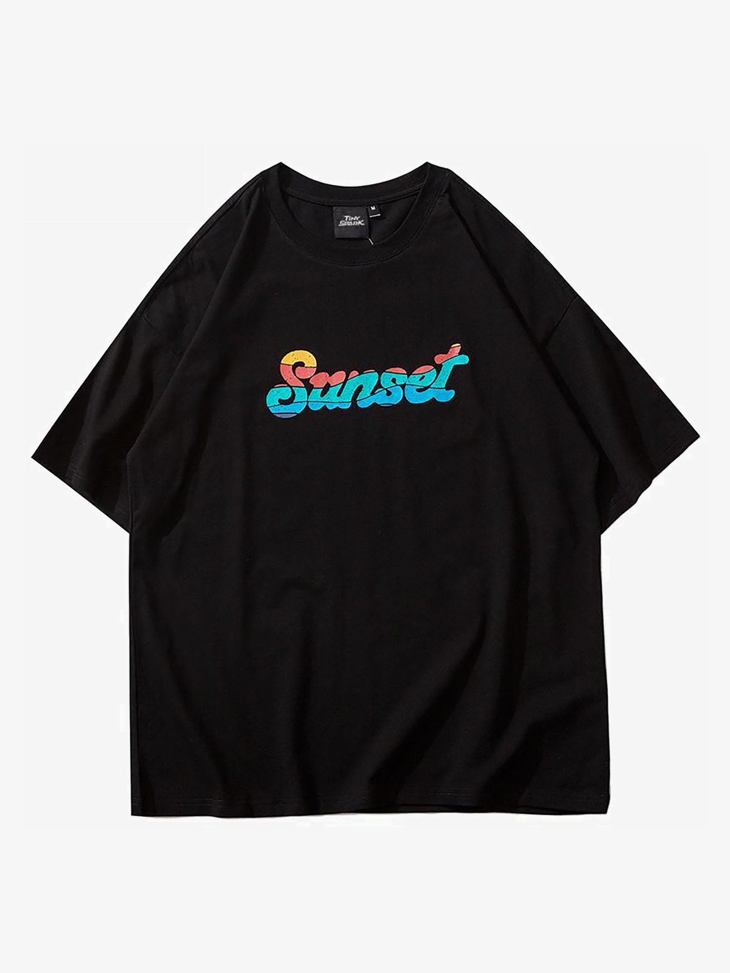 Justnotag Sunrise Letter Logo Graphic Kurzarm-T-Shirt