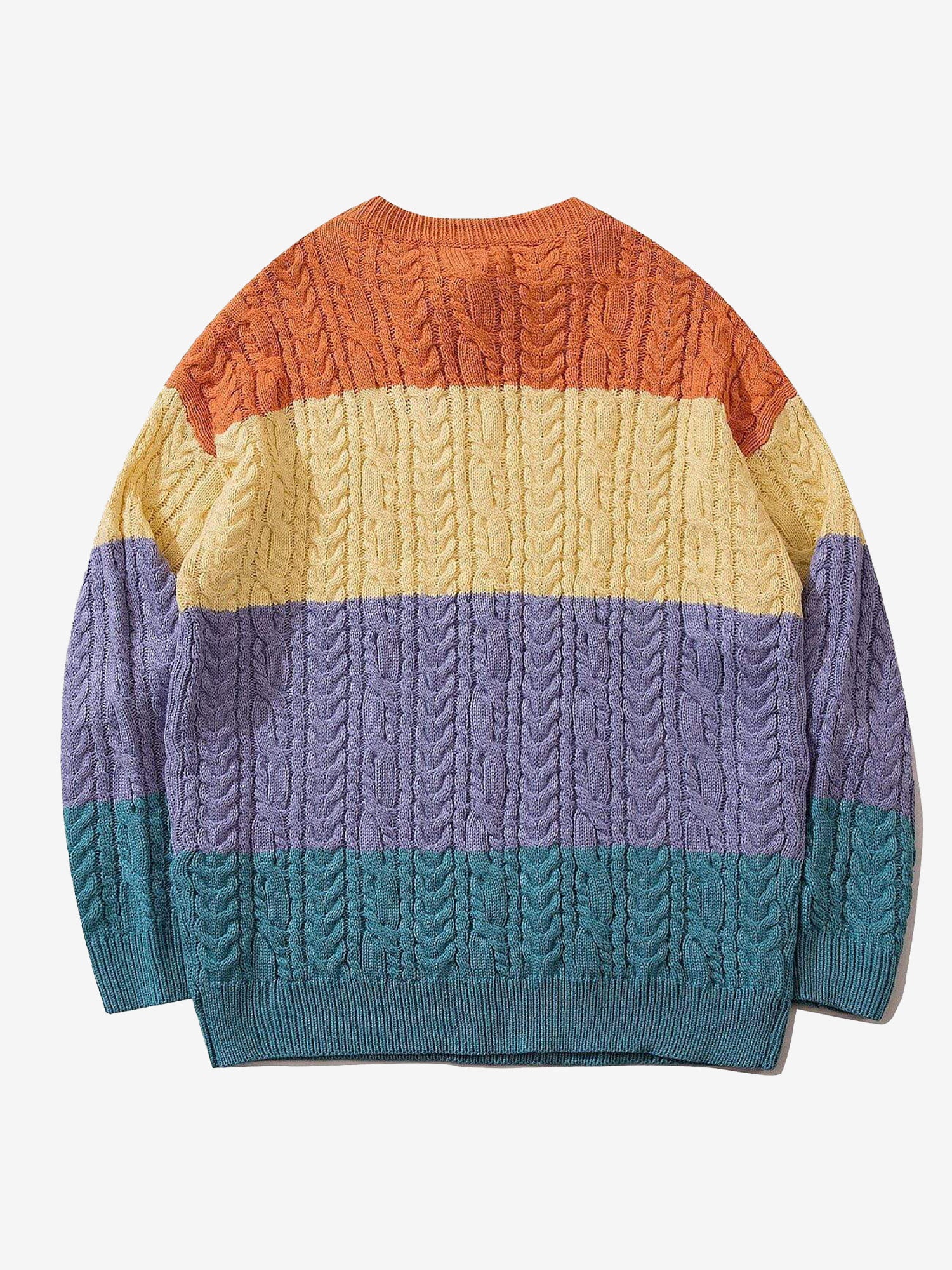 JUSTNOTAG Patchwork Striped Knitted Sweater