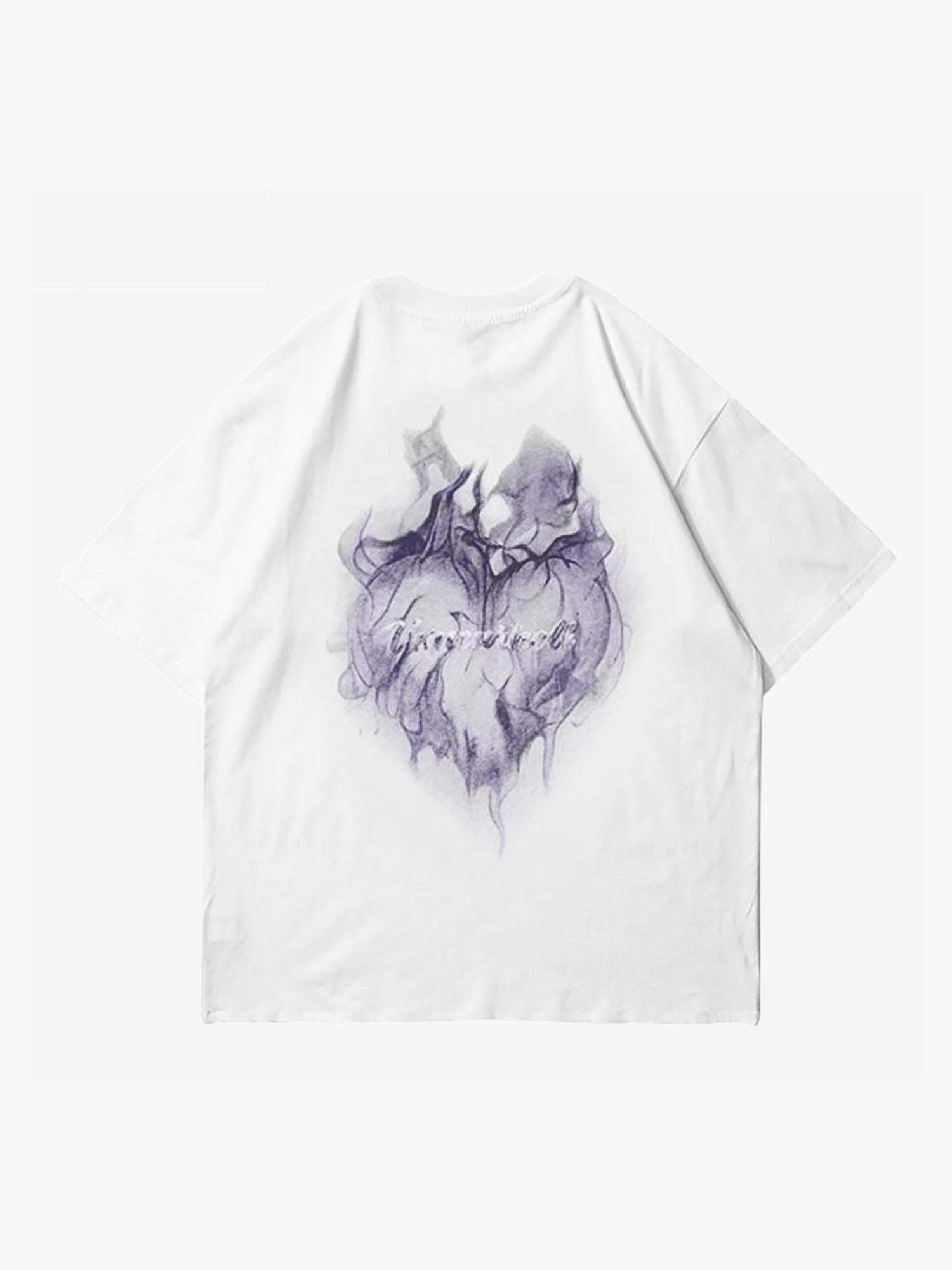 Justnotag T-shirt a maniche corte con stampa fiammeggiante a forma di cuore